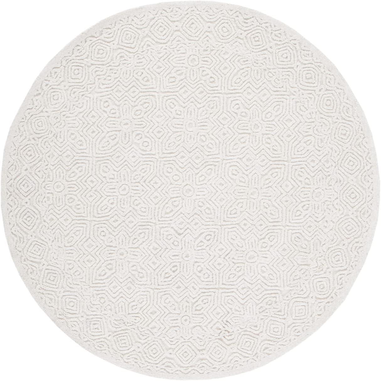 SAFAVIEH Textural Dinah Geometric Area Rug, Ivory, 4' x 4' Round