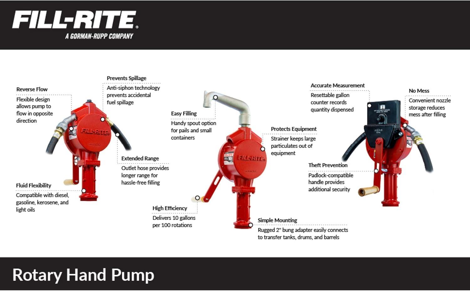 Fill-Rite Hand Drum Pump,Rotary,13 oz. per stoke HAWA FR112AC