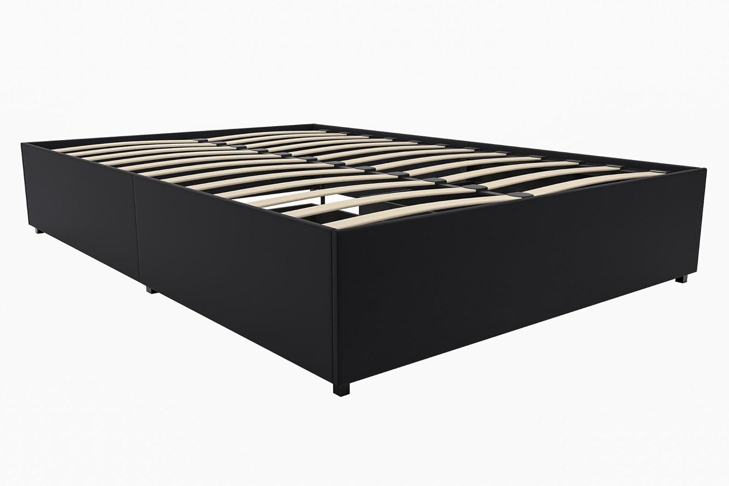 DHP Maven Platform Bed with Storage, Queen, Black Faux Leather