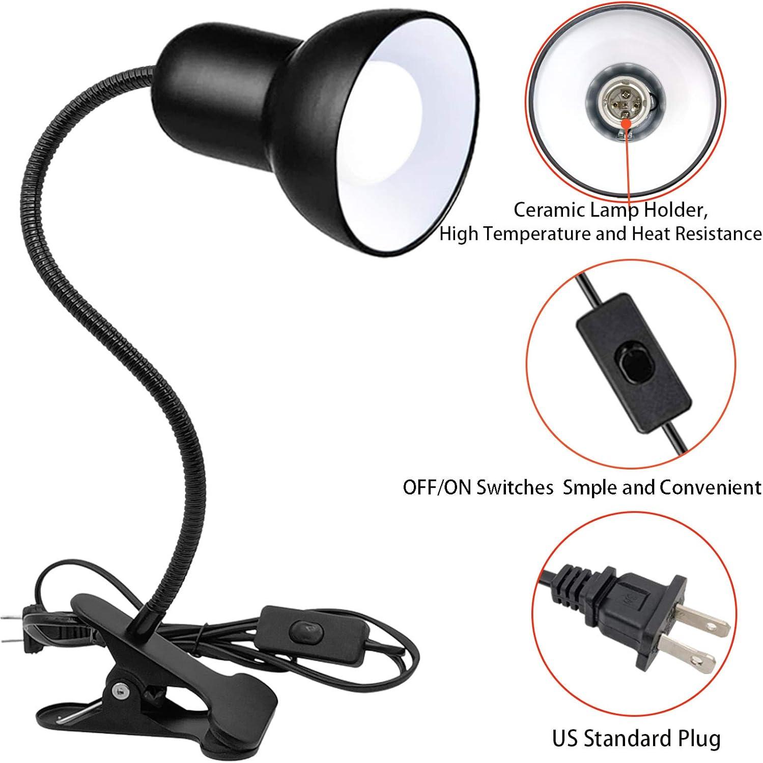 Black Adjustable Clip-On Gooseneck Lamp for Kids