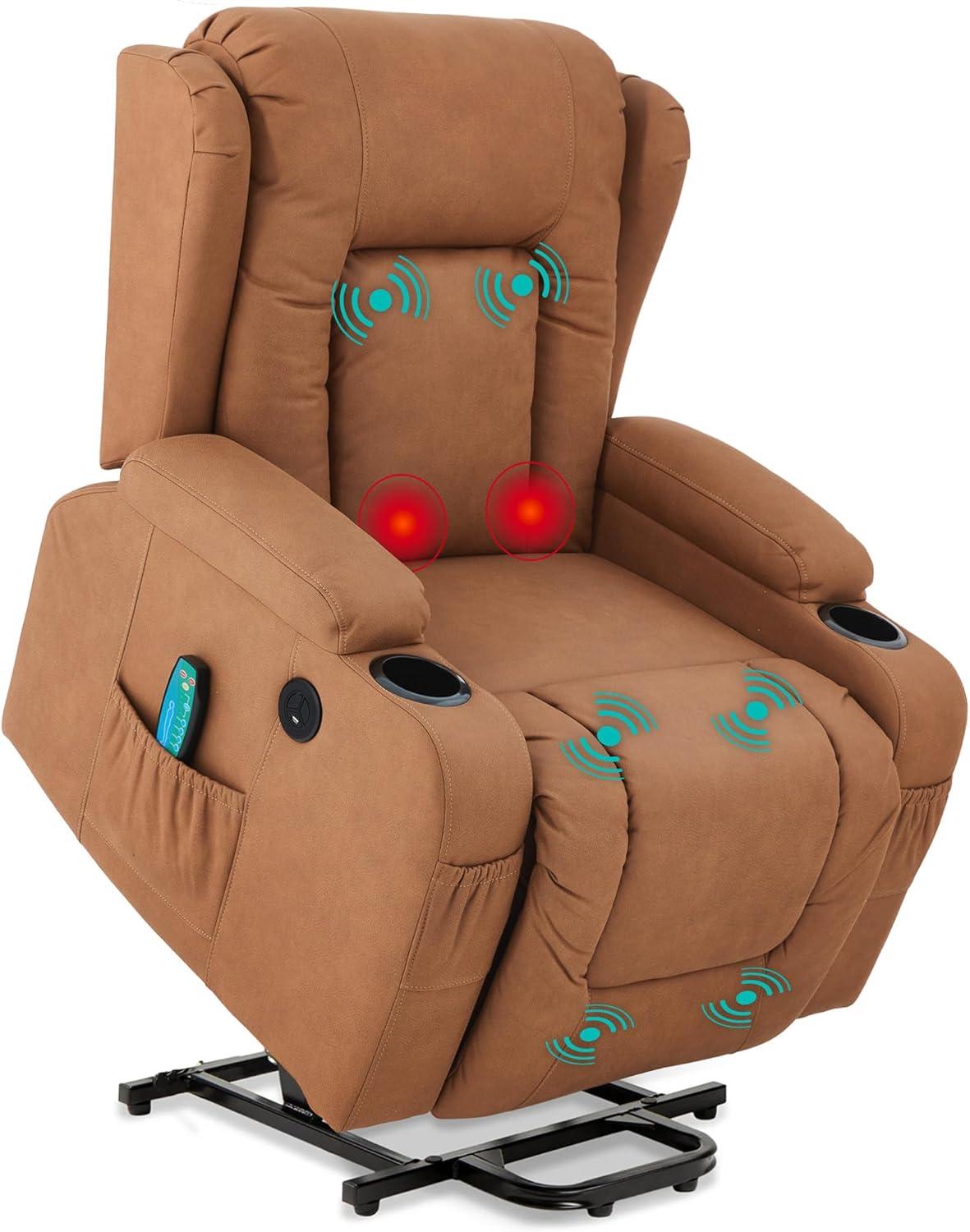 Hokku Designs Xola Electric Power Lift Recliner Massage Chair Furniture w/ USB Port, Heat, Cupholders
