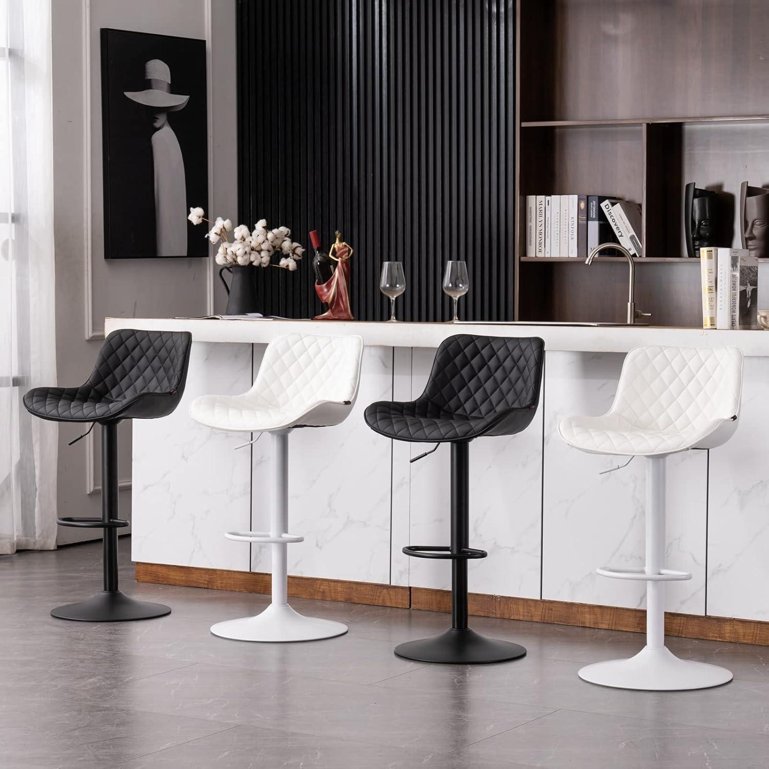 Waleaf Swivel Counter Height Bar Stools Set of 2,Adjustable PU Leather Dining Barstools with Footrest