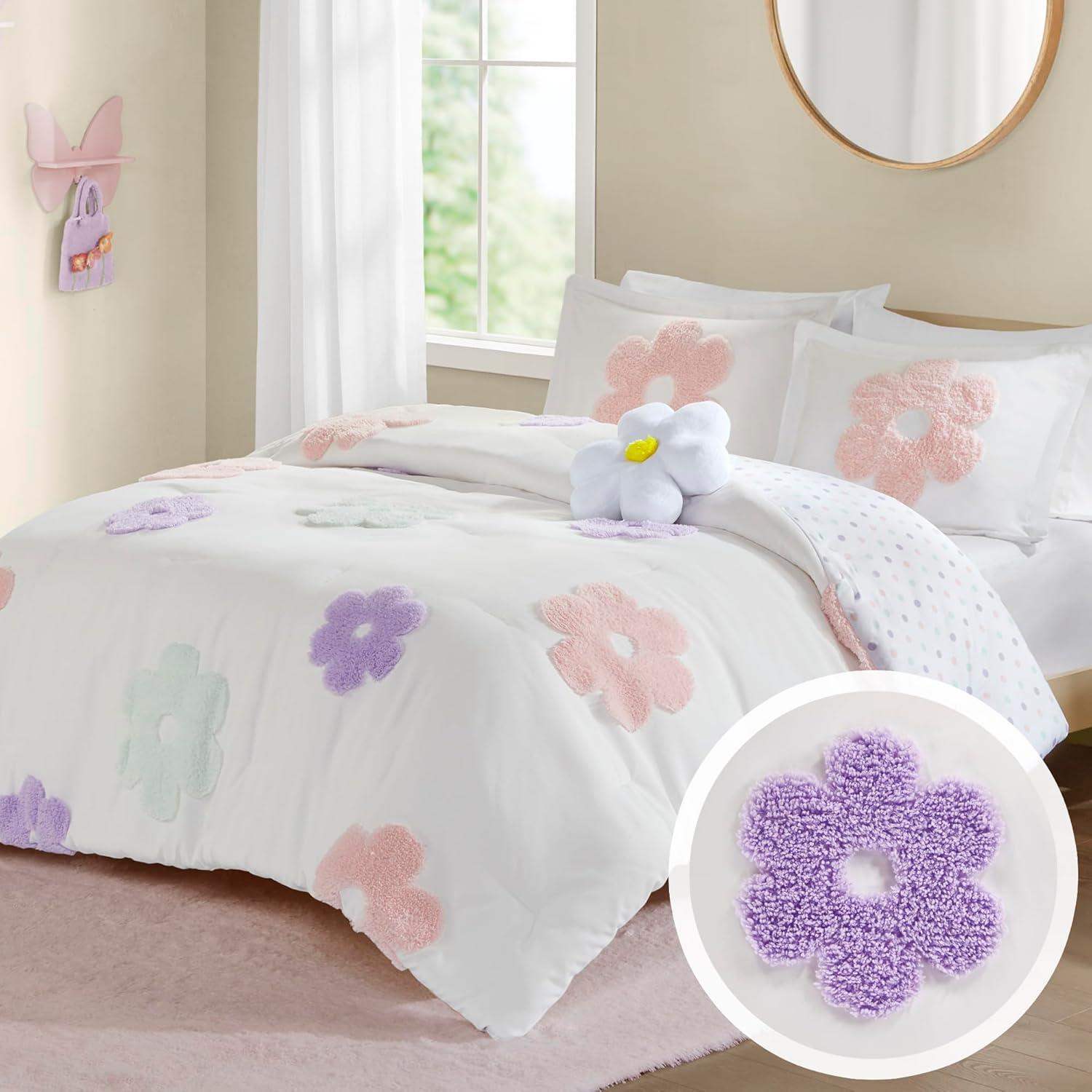 Twin Purple Microfiber Reversible Kids Comforter Set