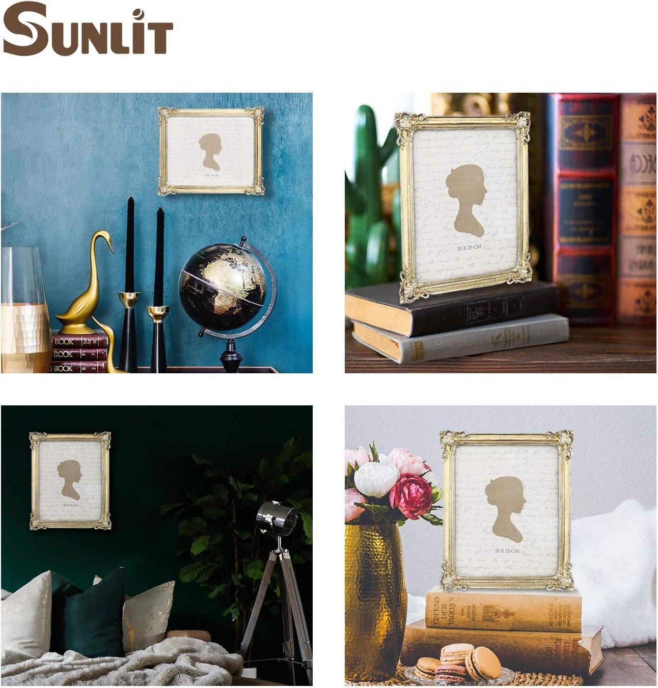 Sunlit Vintage Picture Frame 8x10 inch, Luxury Antique Photo Frames with Glass Front, Photo Display, Tabletop Wall Hanging, Gift Ideas