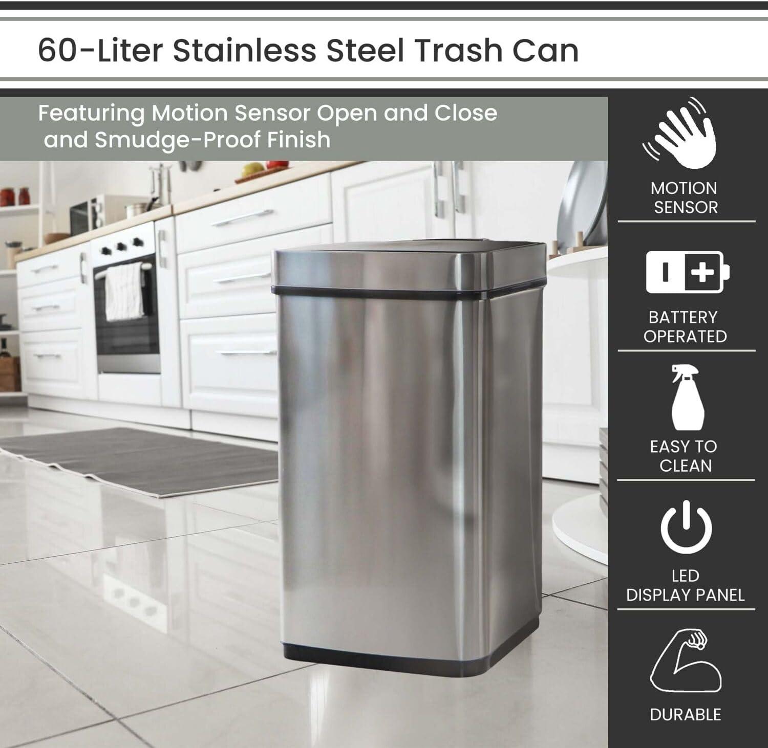 Hanover Plastic Motion Sensor Kitchen Trash Can - 16 Gallons