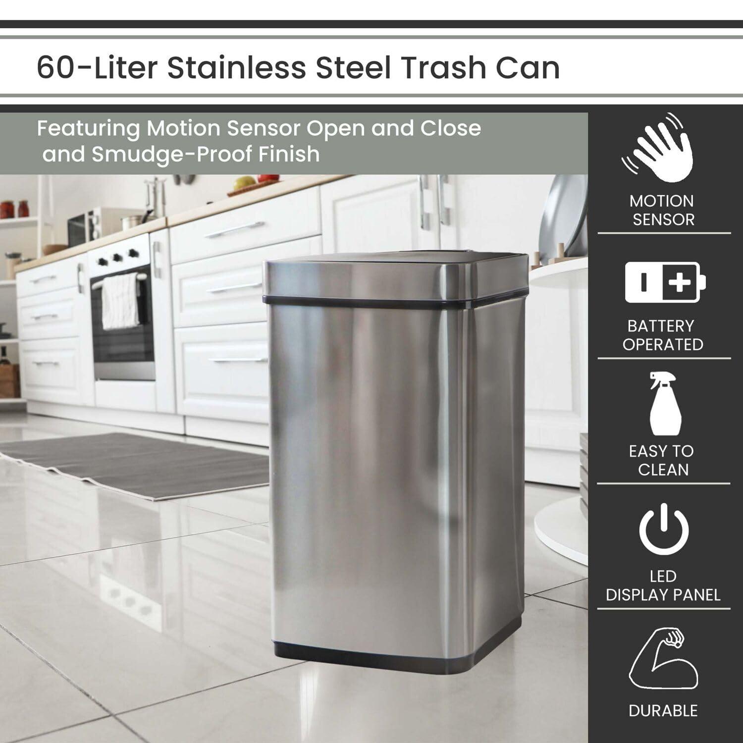 Hanover Plastic Motion Sensor Kitchen Trash Can - 16 Gallons