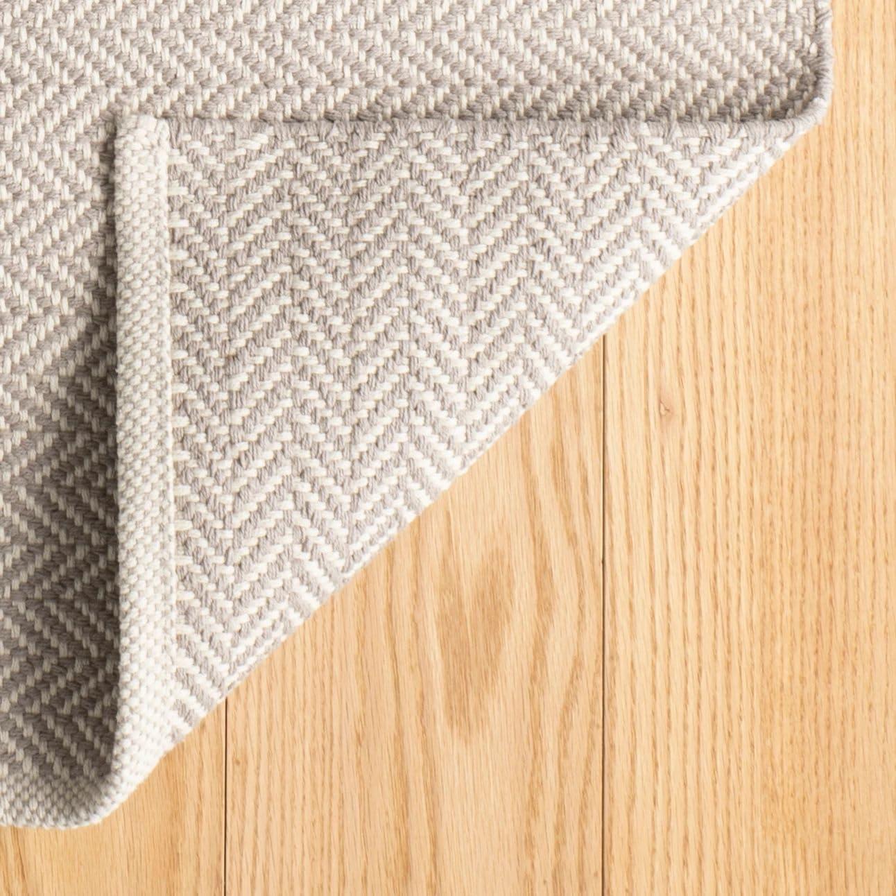 Herringbone Dove Grey Handwoven Cotton Rug