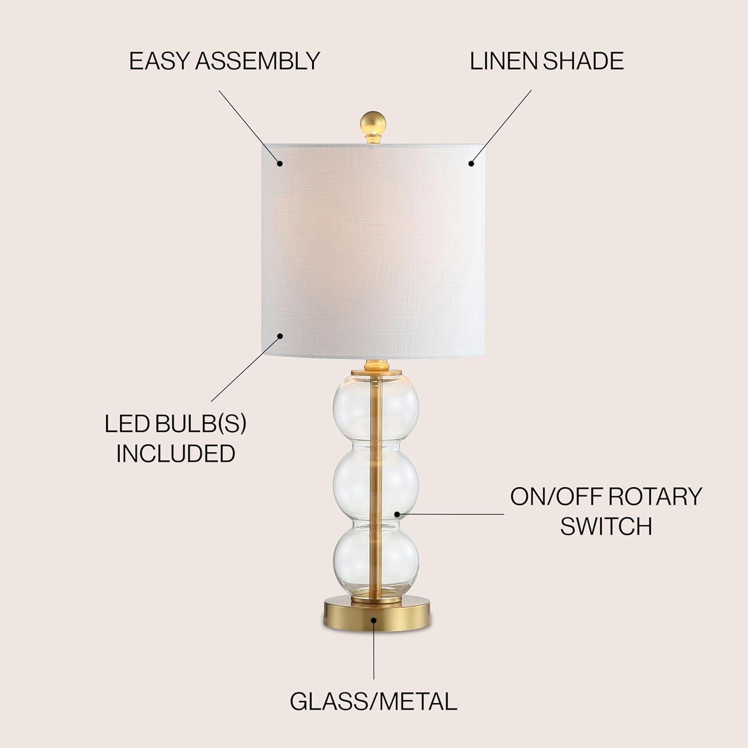 21" Brass Gold and White Glass Table Lamp