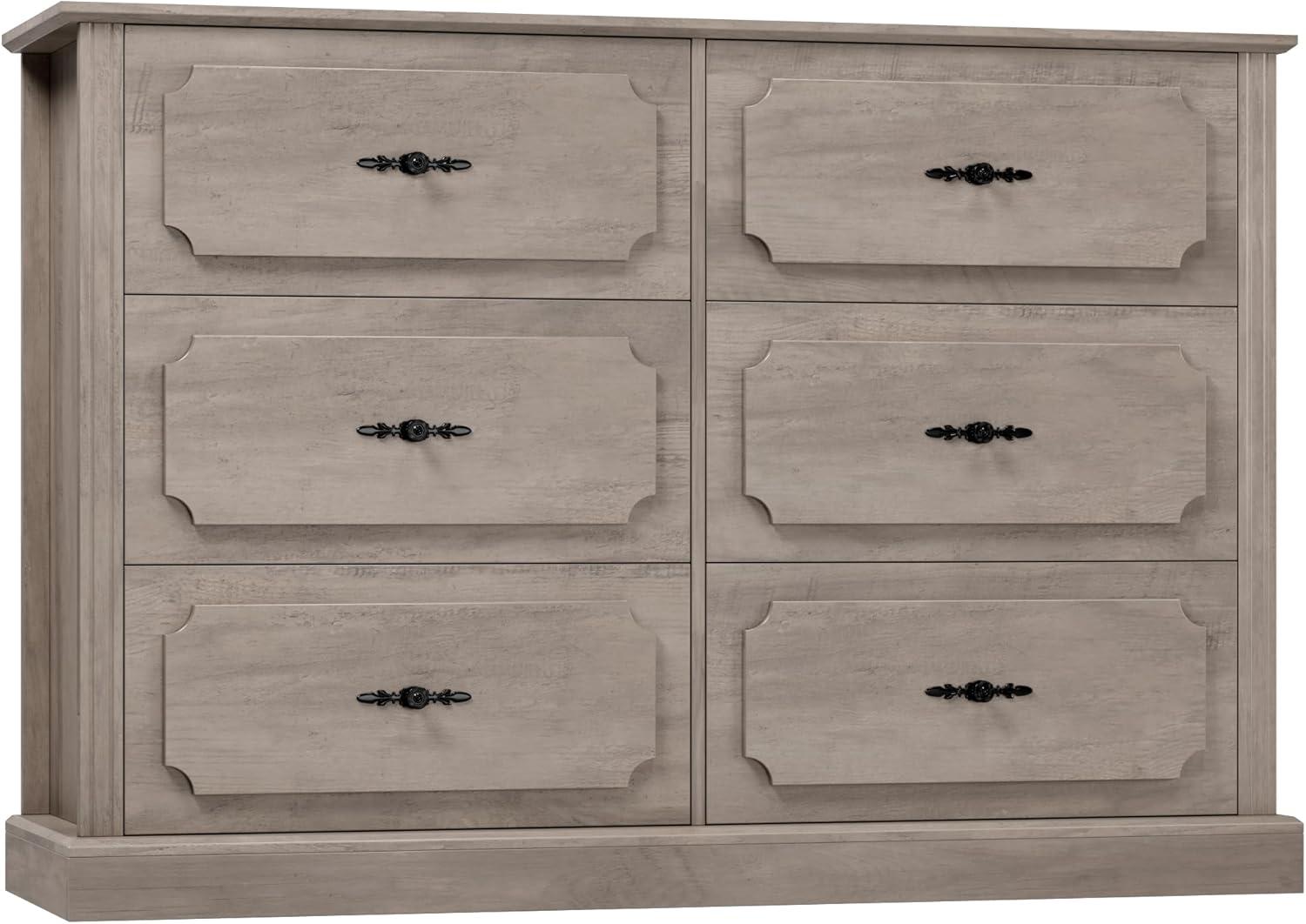 Litake Dresser for Bedroom with 6 Drawers, Wood Drawer Dresser Chest of Drawers for Closet, Living Room, Hallway, Nursery, Kids Bedroom, Light Grey