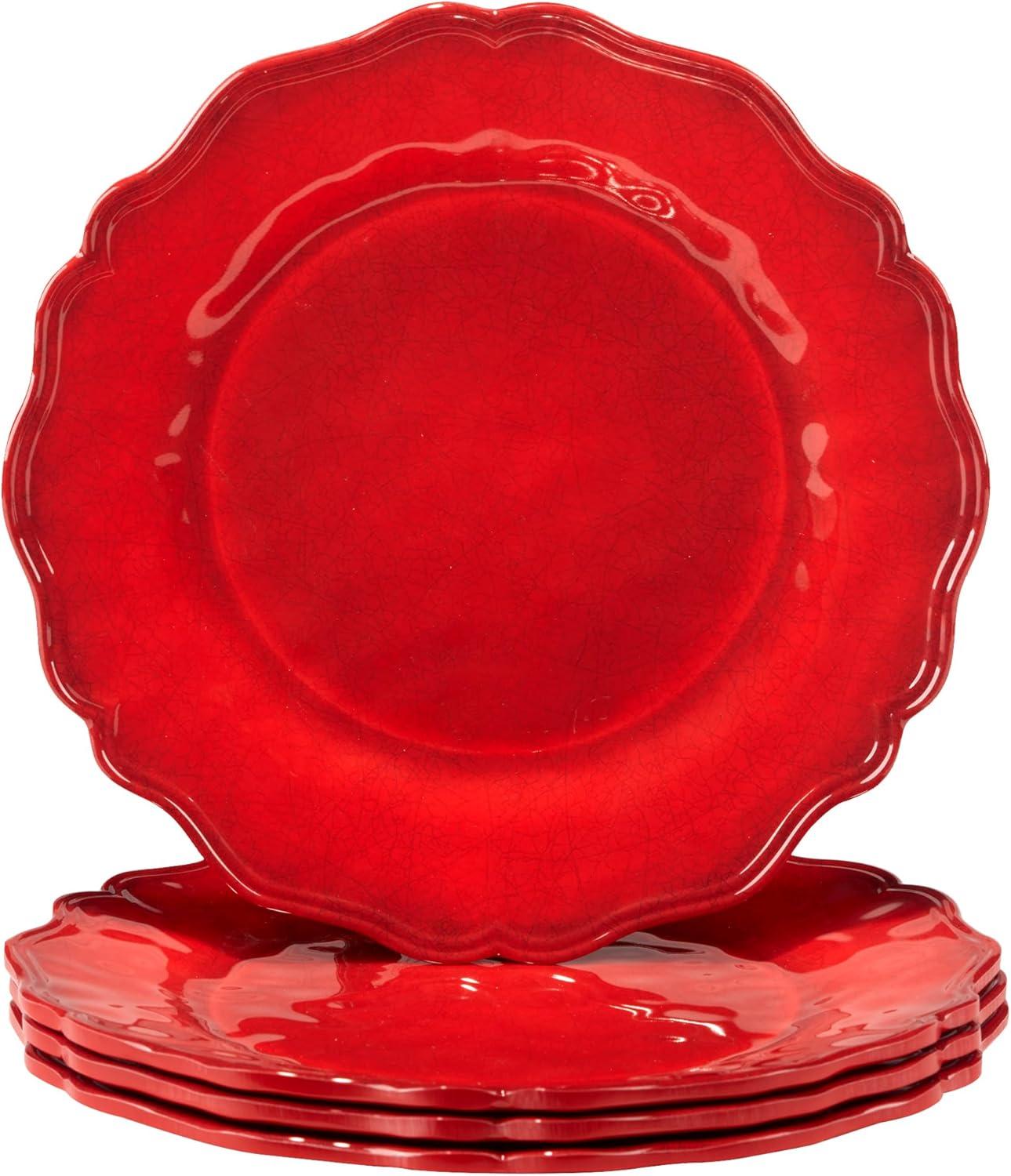 Red Crackle Set of 4 Dinner Plate 11" (Set of 4)