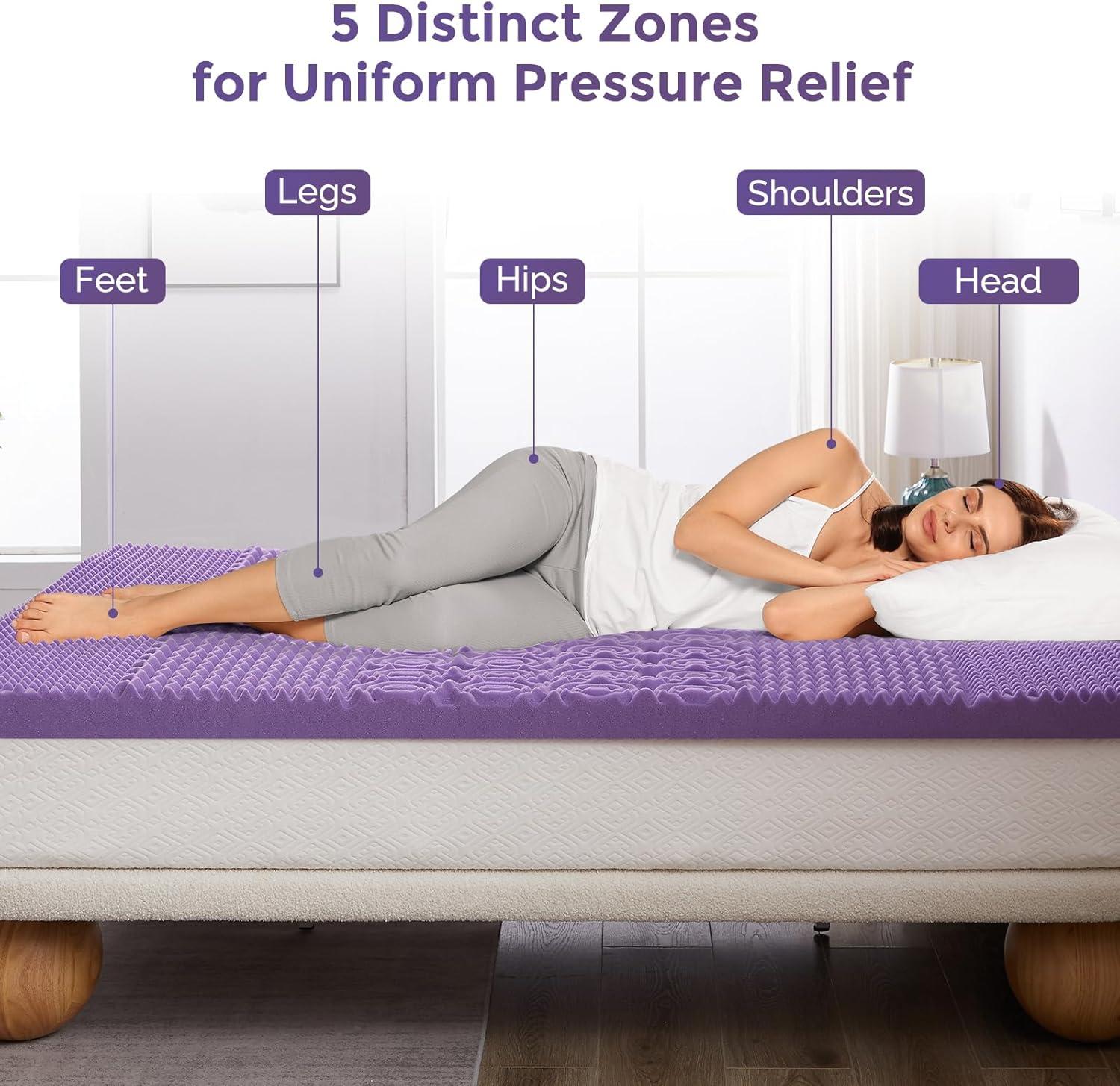 3 inches Queen Size Gel Memory Foam Mattress Topper with Washable Cover,Pressure Relief for Back Pain