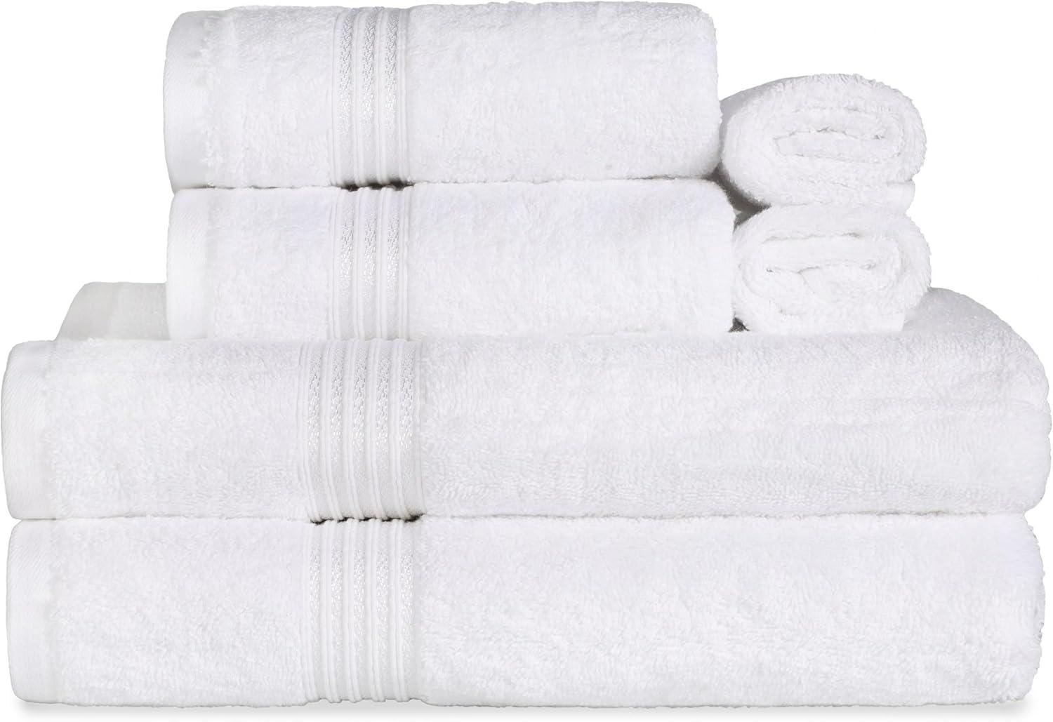 BNM Egyptian Cotton Luxury 6 Piece Towel Set, White