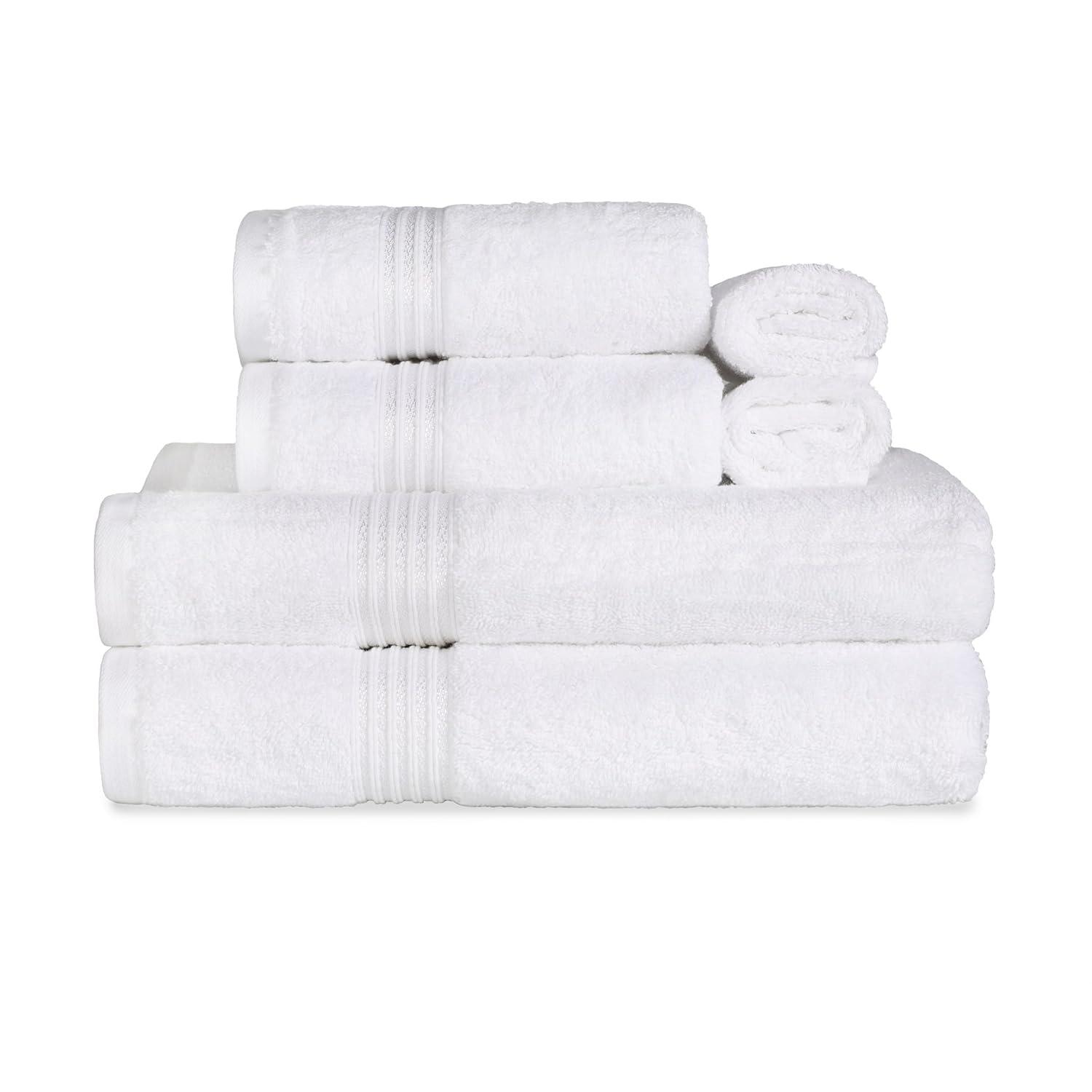 BNM Egyptian Cotton Luxury 6 Piece Towel Set, White