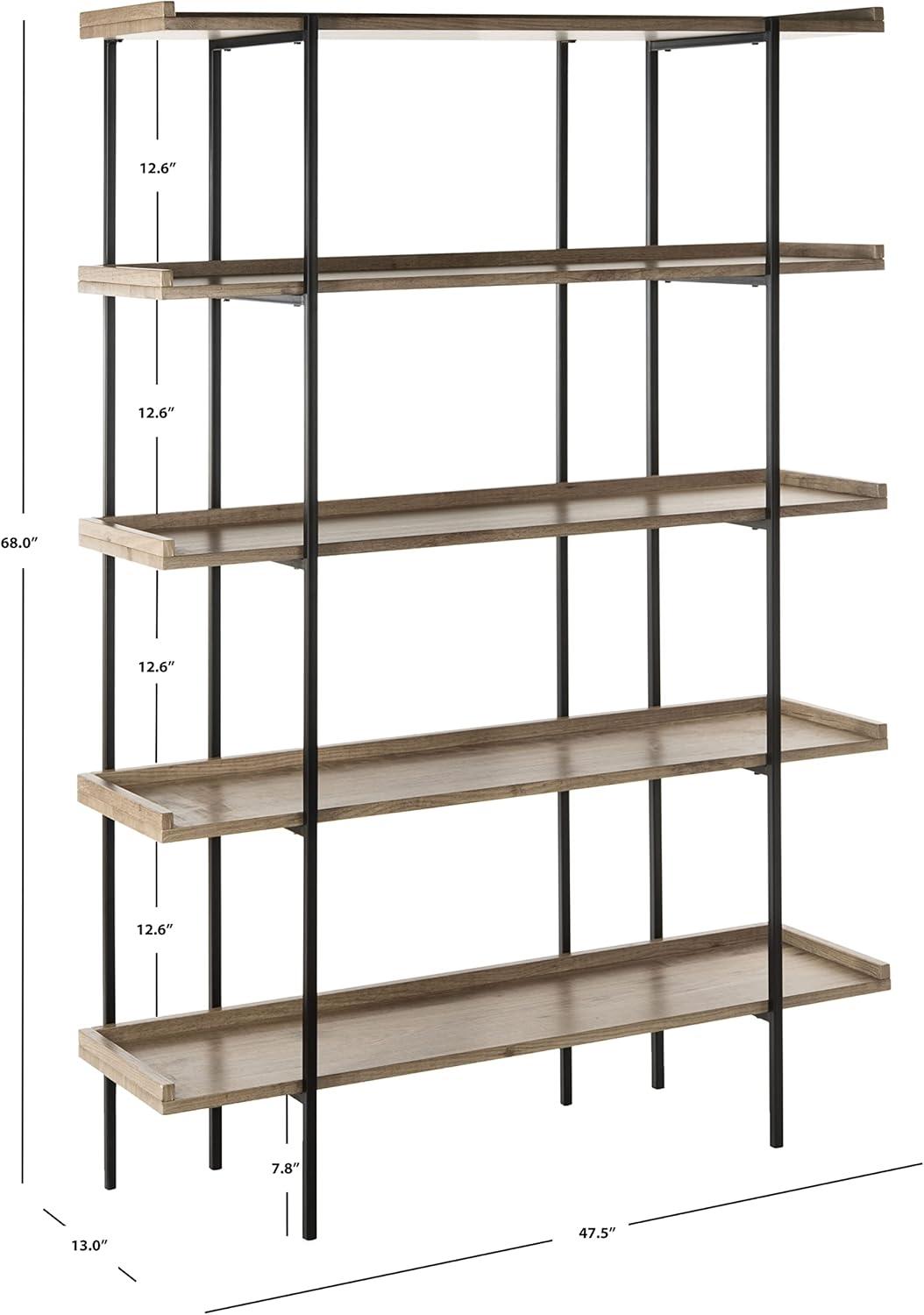 Cecilia Retro Mid Century 5-Tier Wood Etagere - Oak/Black - Safavieh