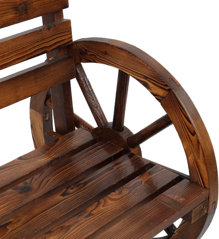 Rustic Wooden Wagon Wheel 41" 2-Person Bench