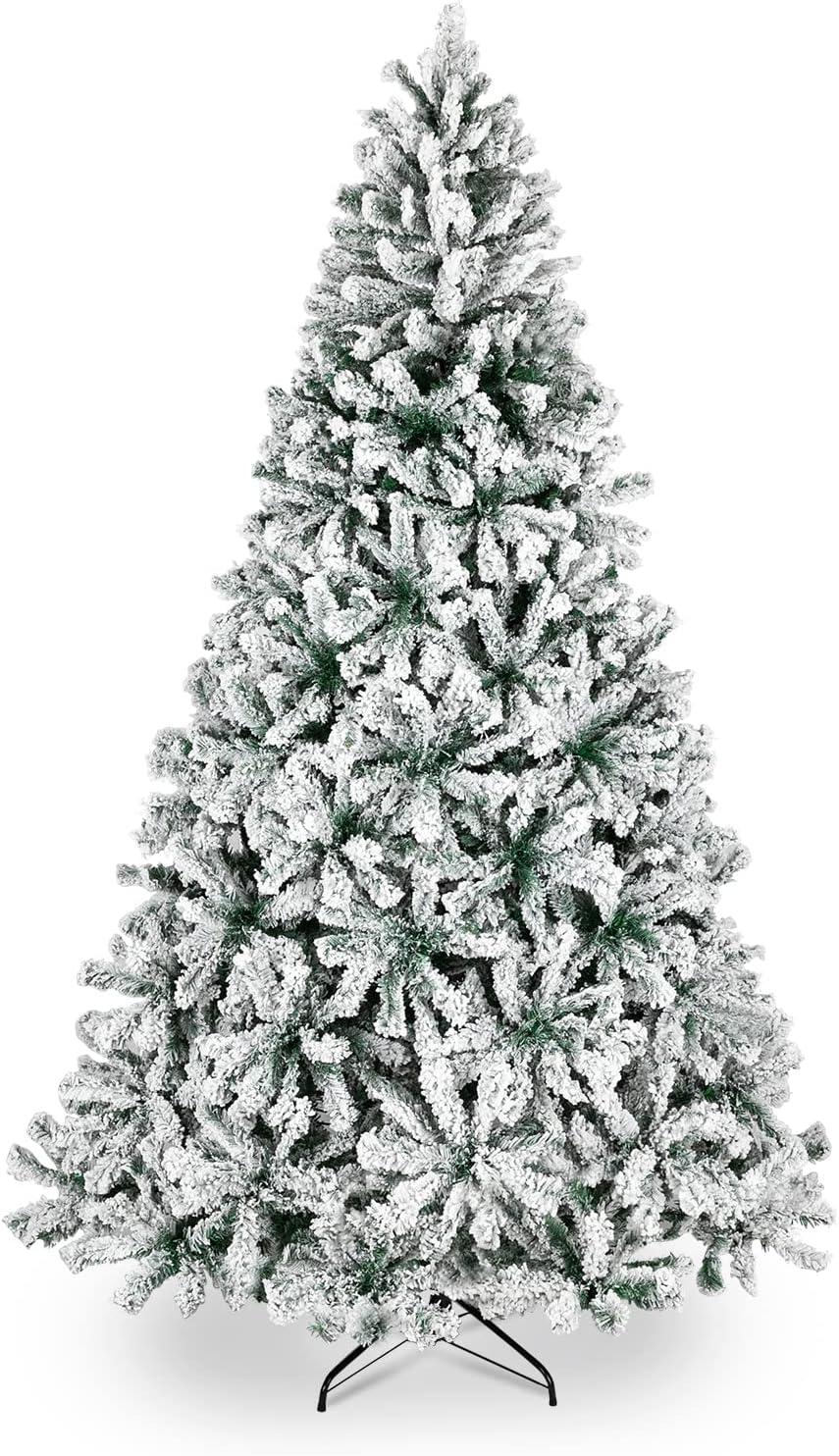 SUGIFT 6ft Snow Flocked Christmas Tree Unlit Holiday Decor
