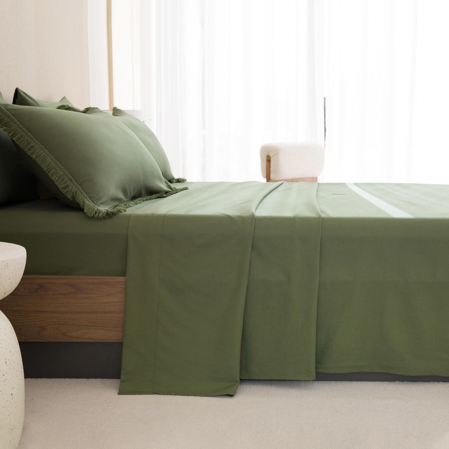 Olive Green Full Microfiber Reversible Bed in a Bag Set