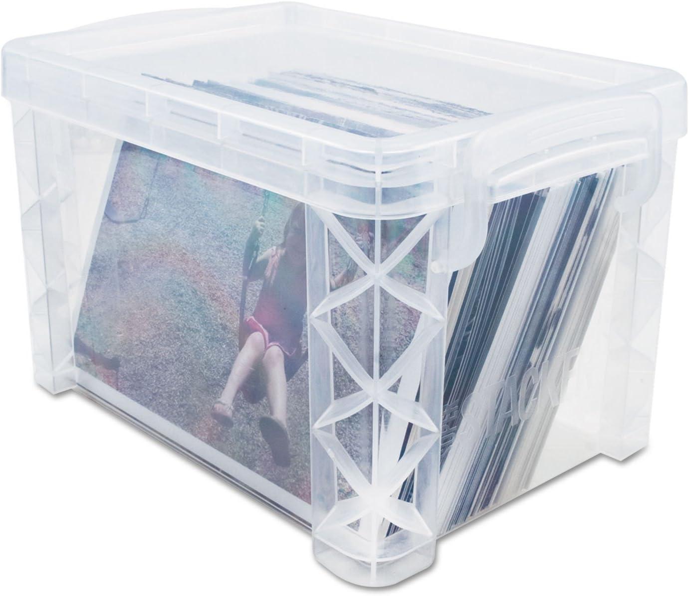 Advantus Super Stacker Storage Boxes, Holds 400 3 x 5 Cards, 6.25 x 3.88 x 3.5, Plastic, Clear