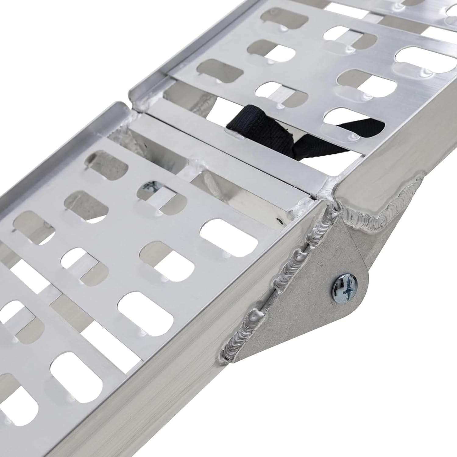 Black Widow Black Widow Aluminum Folding Motorcycle Ramp Arched Plate, Single Runner, Silver