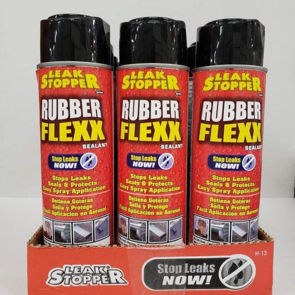 Leak Stopper Rubber Flexx - 15oz Waterproof Repair & Sealant Spray, Black, 1 Pack