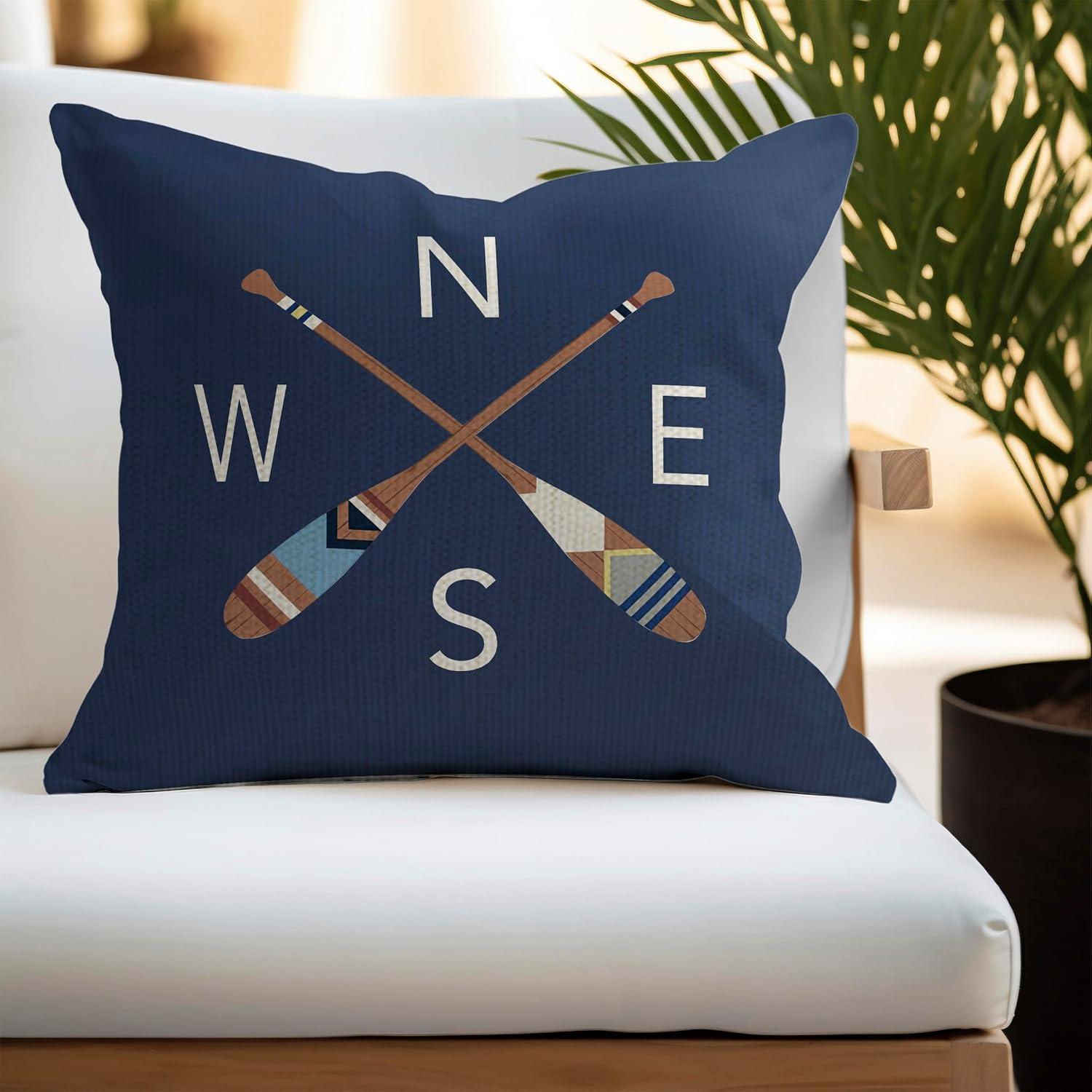 The Lake House Lake Throw Pillow Case, 18 x 18 Inch Set of 4, Lake Paddle Decor, Lake House Rules Decor, Lake House Decor, Lake House Room Decor Pillows Cover for Sofa Couch Bed (Blue)