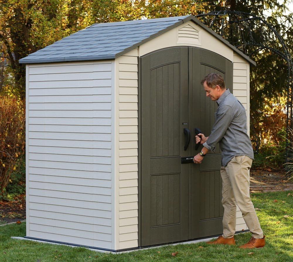 Lifetime 7 Ft. x 4.5 Ft. High-Density Polyethylene (Plastic) Outdoor Storage Shed with Steel-Reinforced Construction