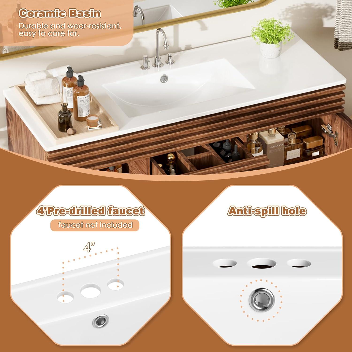 48'' Double Bathroom Vanity with Carrara Marble Top