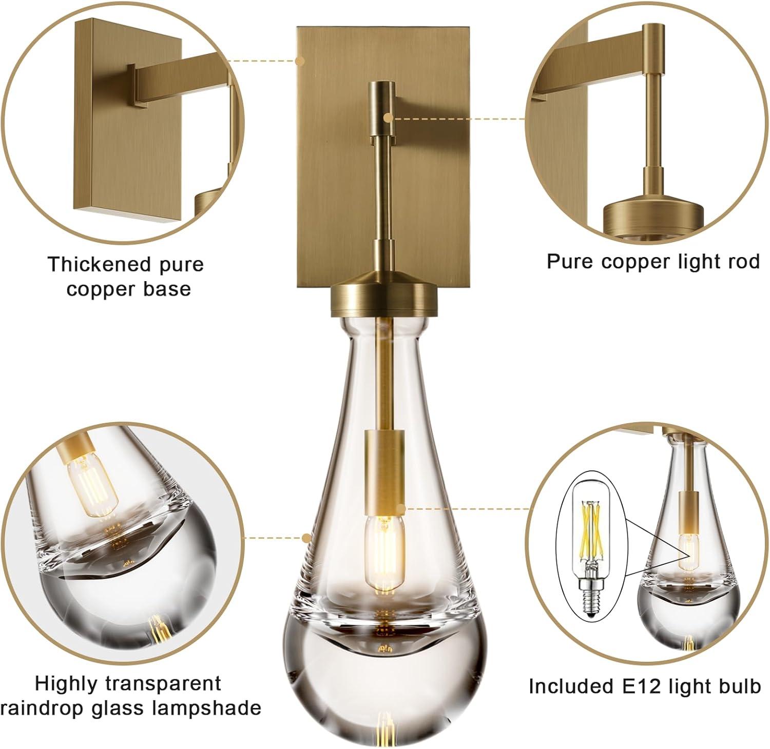 17 Stories Raindrop Thick Crystal Arm Wall Sconce (Set of 2)