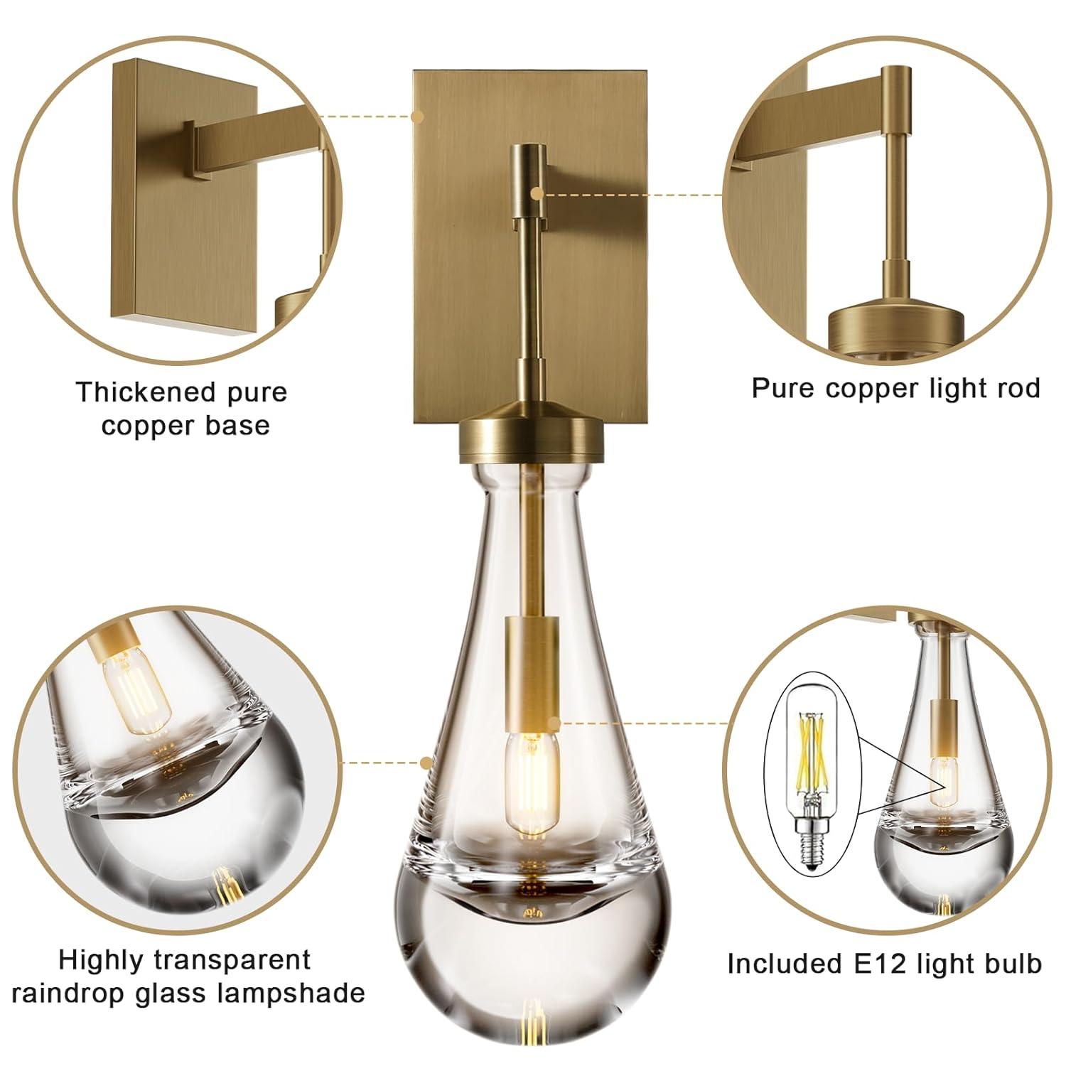 17 Stories Raindrop Thick Crystal Arm Wall Sconce (Set of 2)