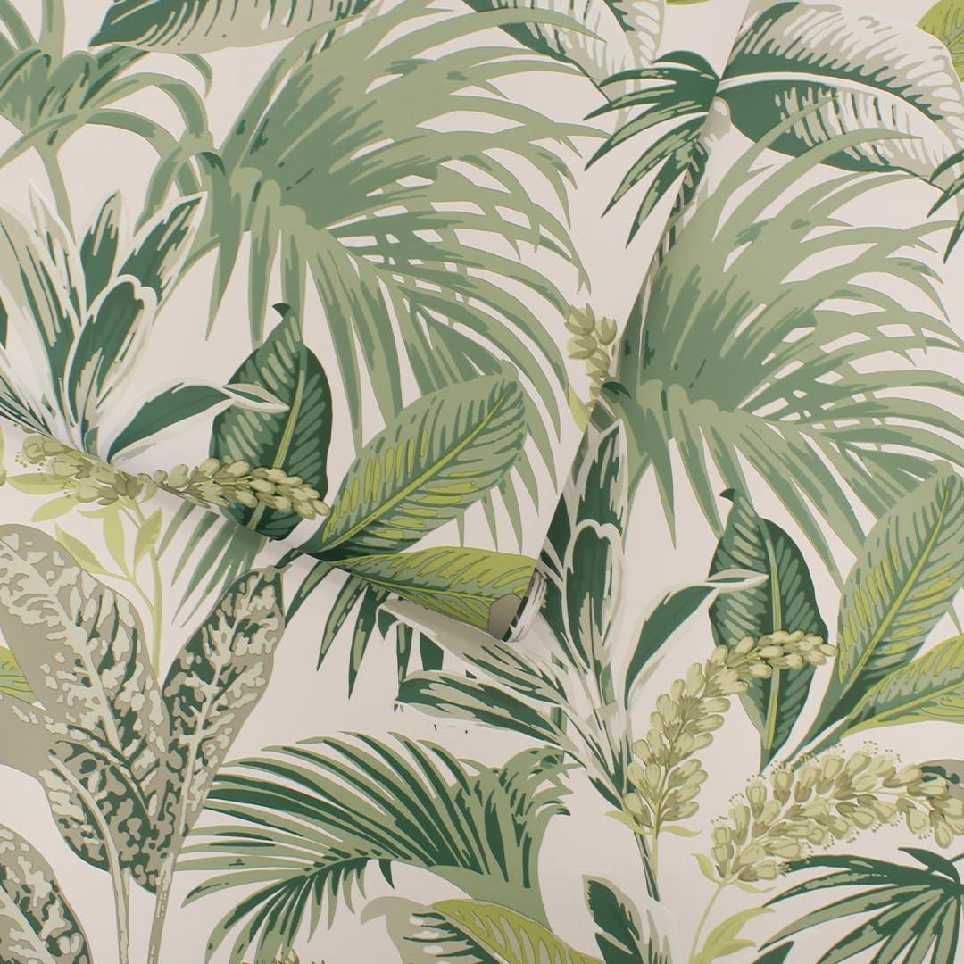 Tempaper & Co.® Havana Palm Removable Peel and Stick Wallpaper, Tropical Green, 28 sq. ft.: Vinyl Botanical Leaf Design