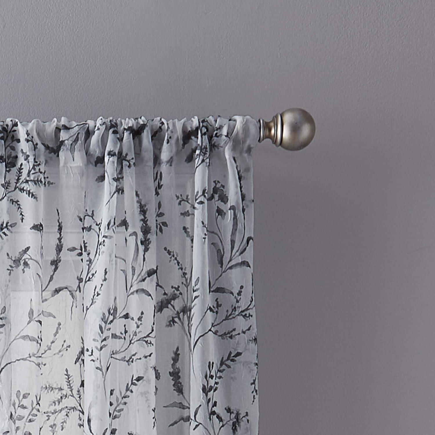 CHF Santa Barbara 84" Curtain Panel, Floral, Gray, Adult