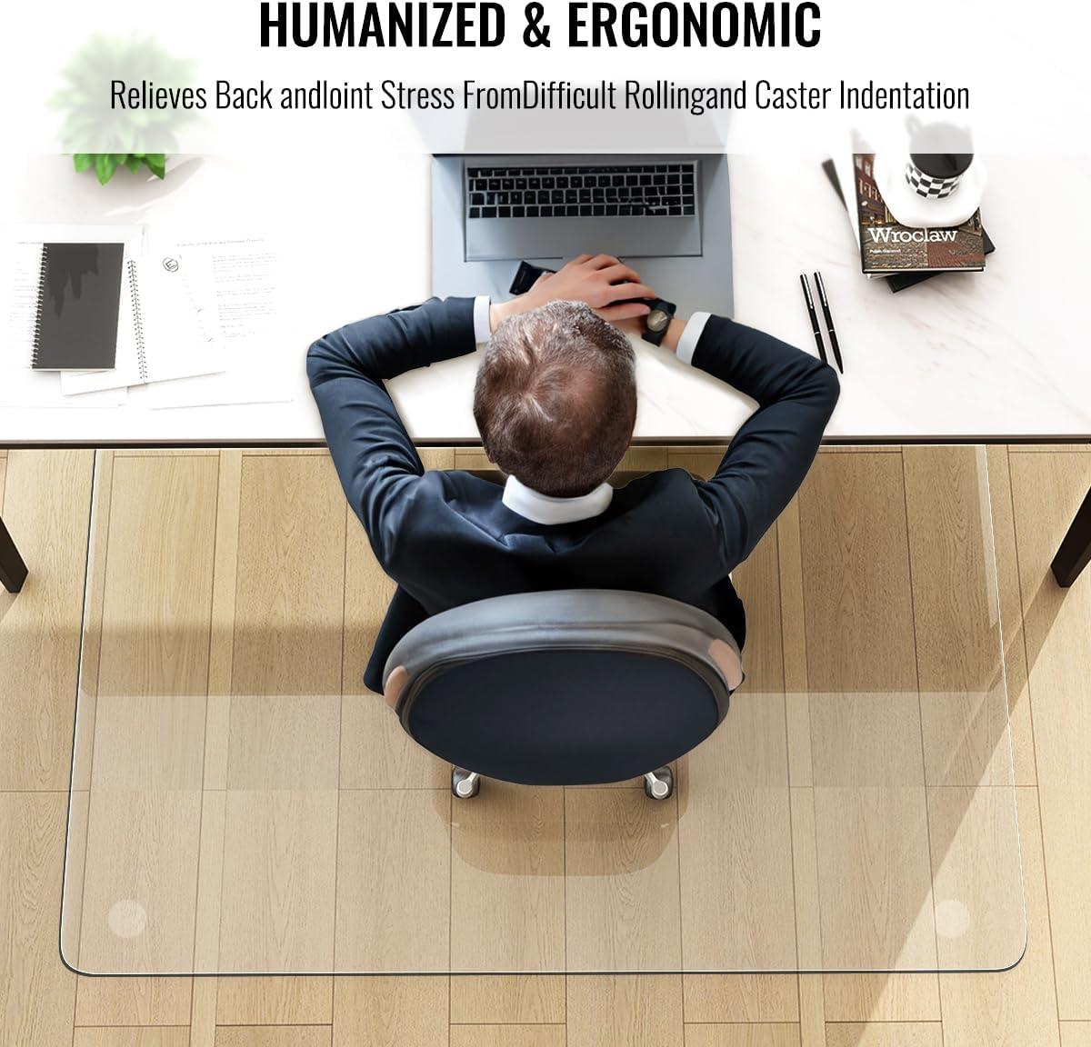 36" x 46" Chair Mat for Carpet - Office Chair Mat - Tempered Glass Floor Mat for Home/Office/Carpet Clear Computer Floor Mat - with 4 Anti-Slip Pads