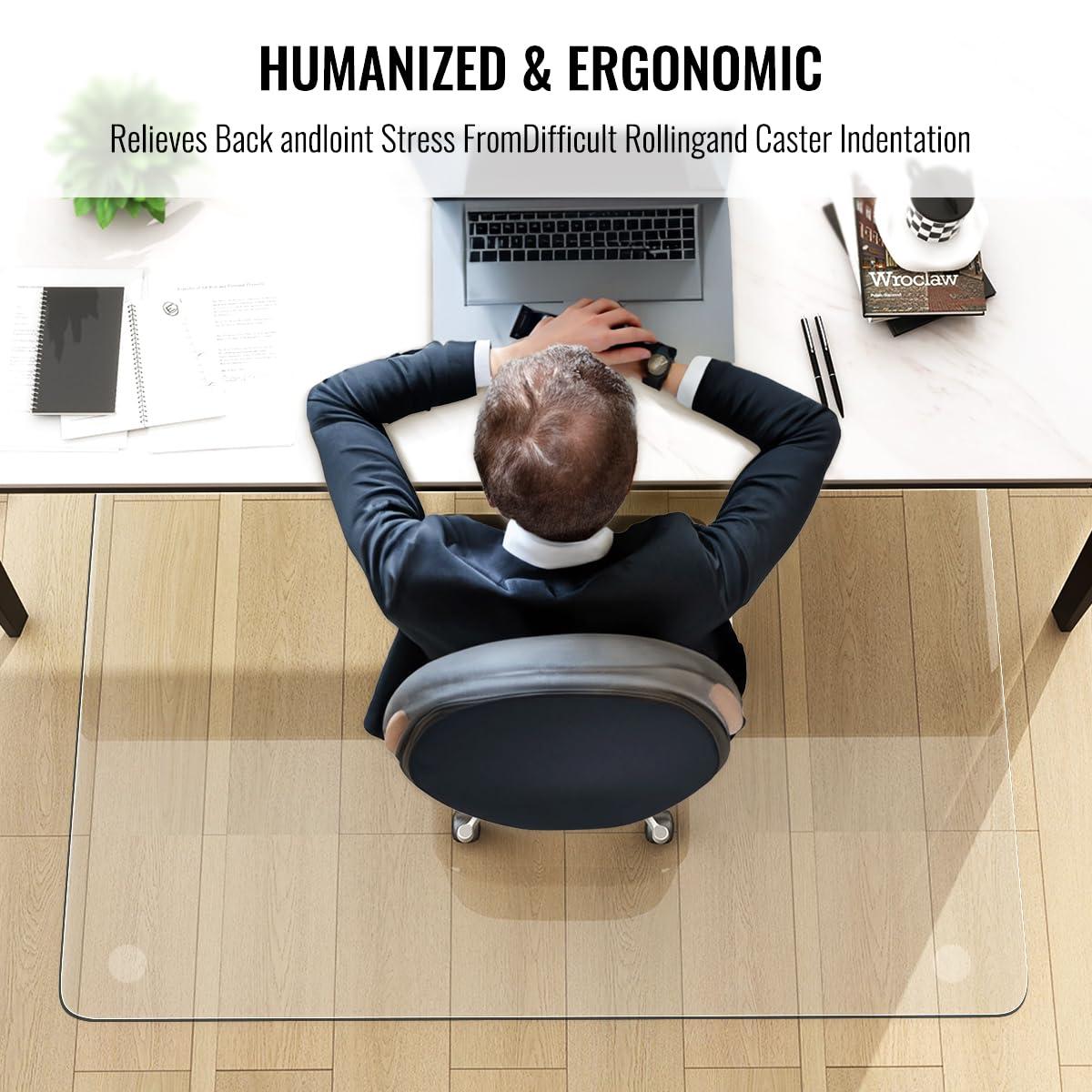 36" x 46" Chair Mat for Carpet - Office Chair Mat - Tempered Glass Floor Mat for Home/Office/Carpet Clear Computer Floor Mat - with 4 Anti-Slip Pads
