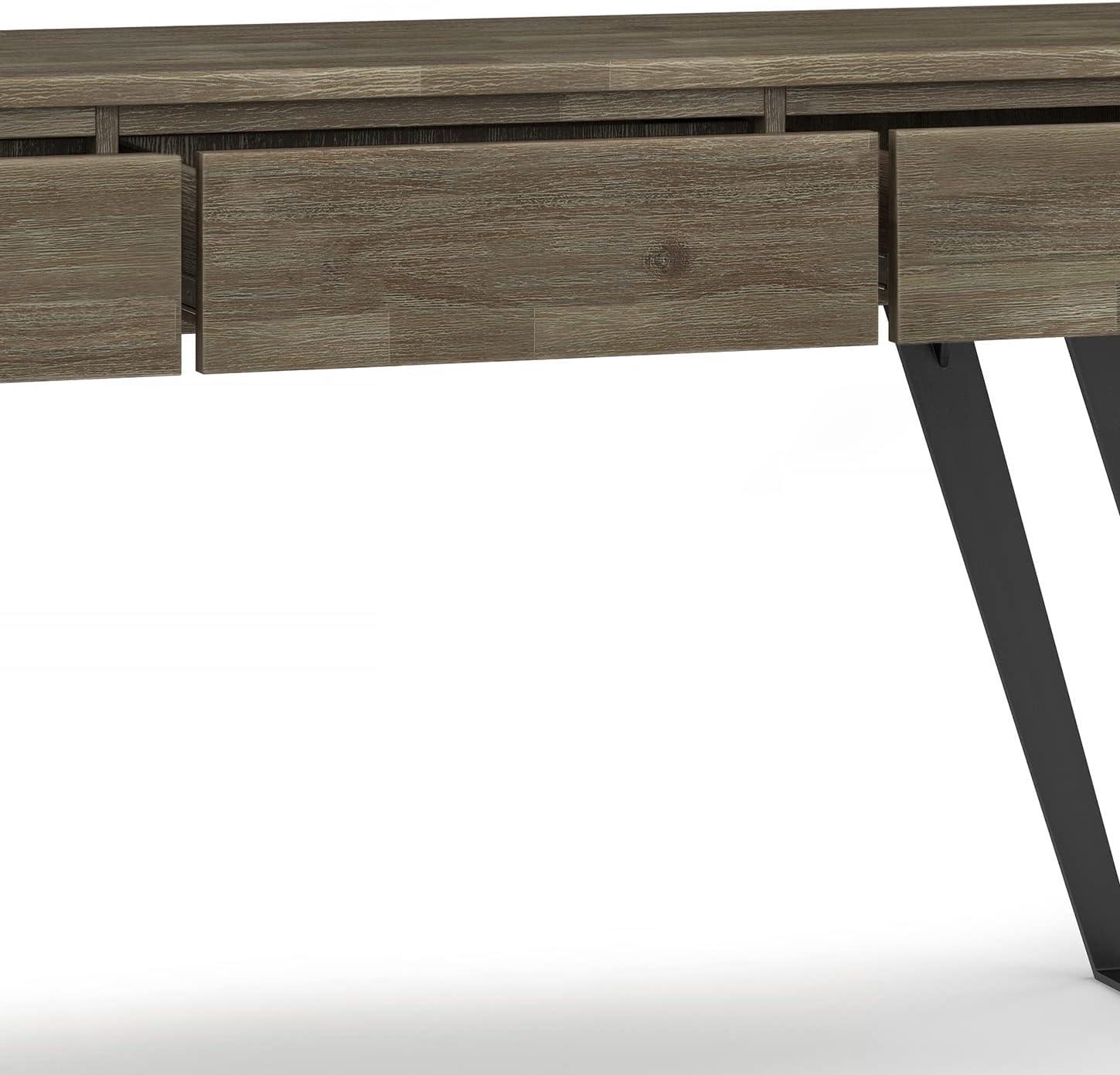 Urban Acacia & Metal 60" Console Table with Storage in Distressed Grey