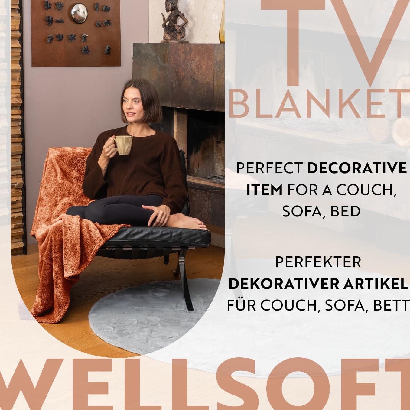 English Home Terracotta Fleece Throw, 51" x 67"