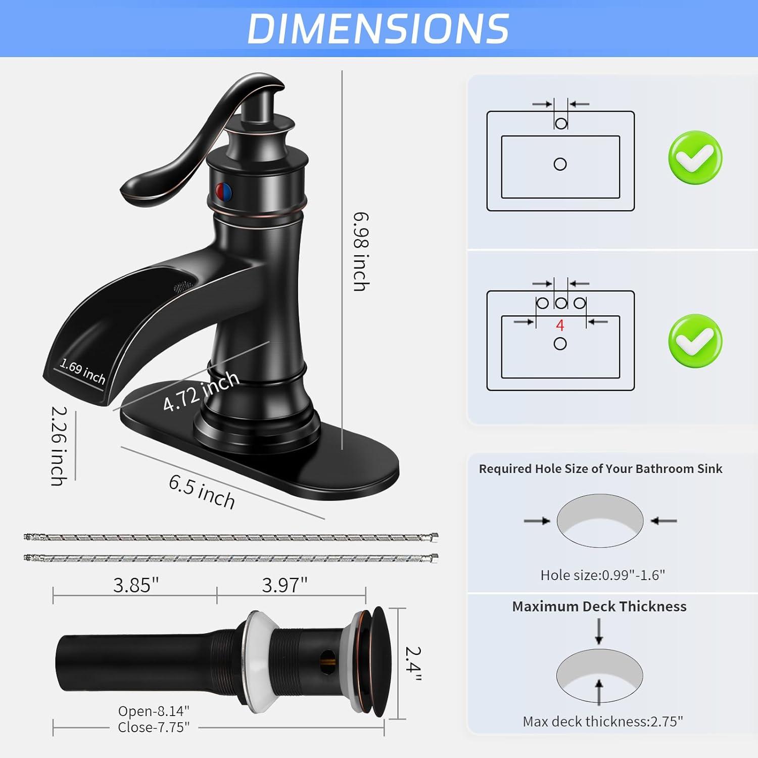 Single-Hole Single-handle Bathroom Faucet with Drain Assembly