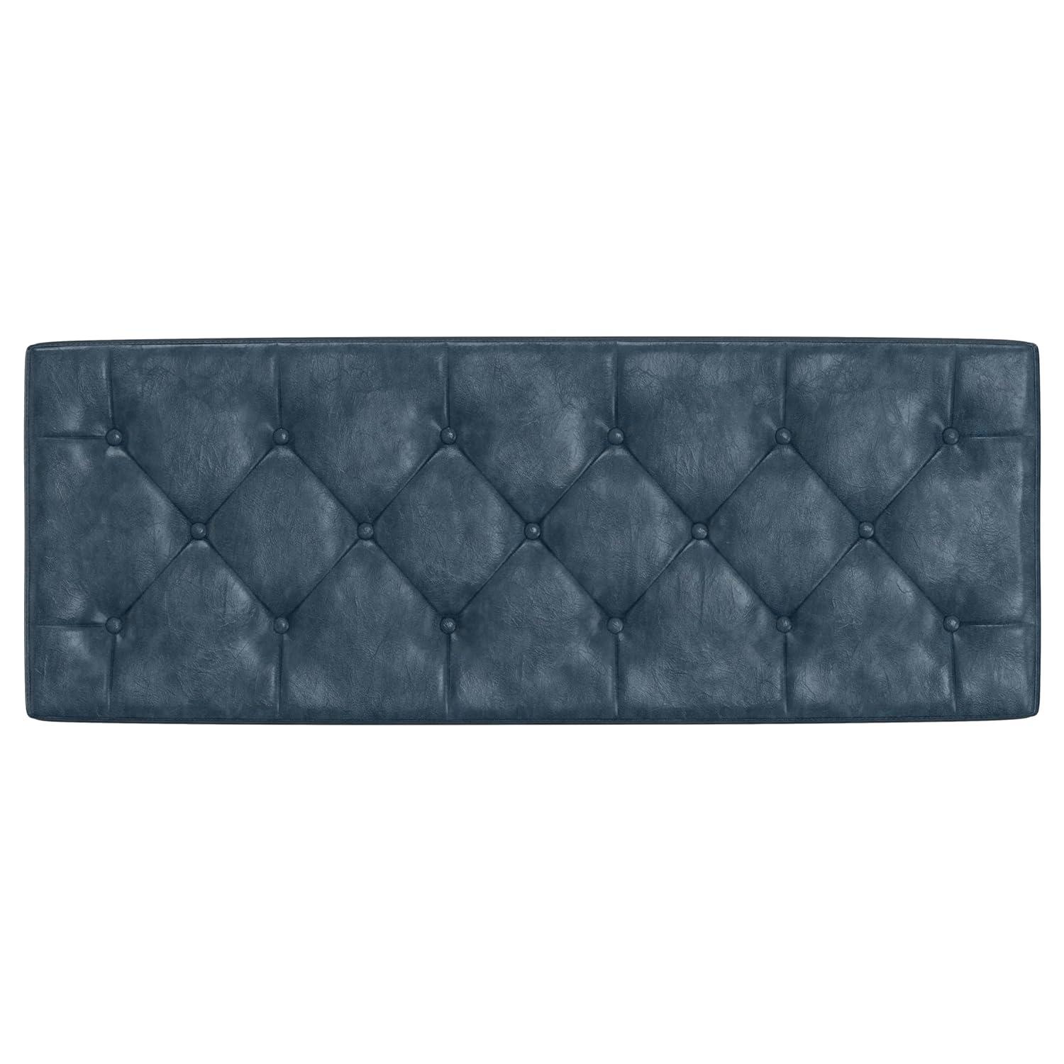 Simpli Home Hamilton 48"W Upholstered Storage Ottoman Bench with Lift-Top Lid, Tufted Design, and Nailhead Trim