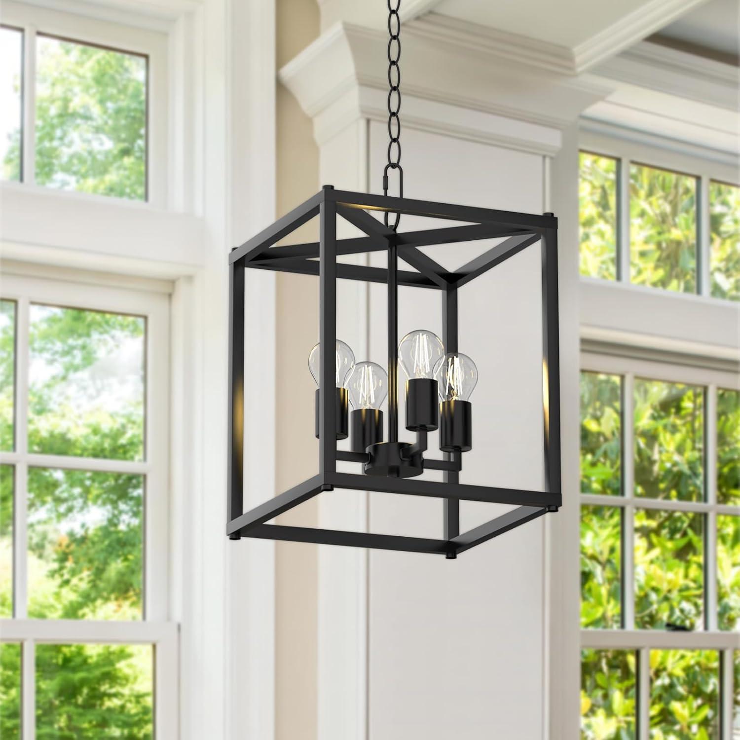 17 Stories Keya 4 - Light Iron Dimmable Lantern Geometric Chandelier