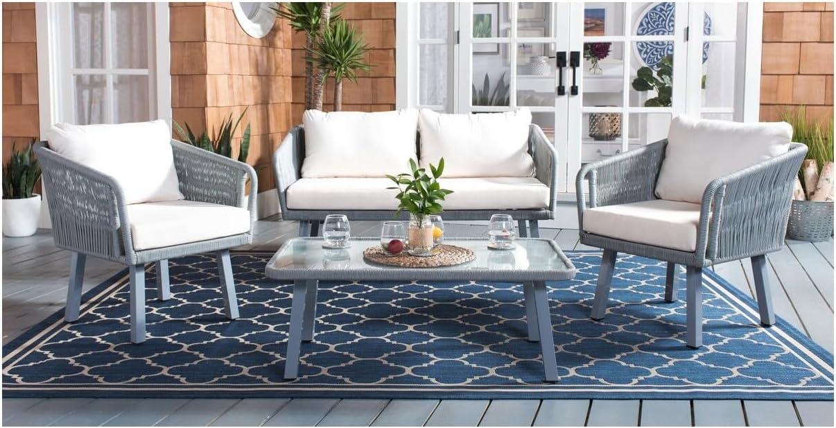 Kerson 4 Piece Rope Living Set - Indoor/Outdoor - PAT7519 - Grey/Beige - Safavieh