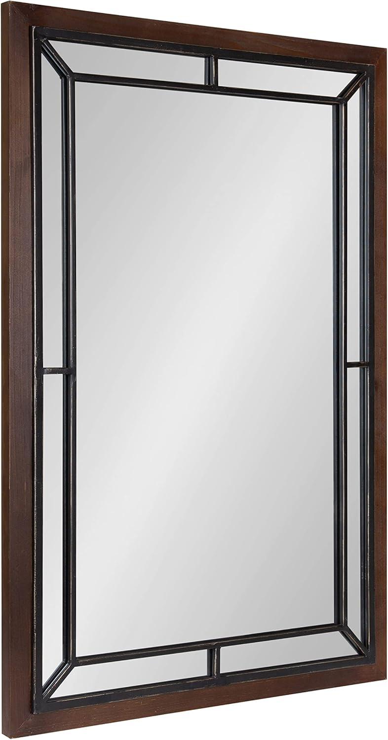 Kate & Laurel All Things Decor 24" x 36" Audubon Rectangle Wall Mirror Rustic Brown : Vintage Farmhouse Style, MDF Frame