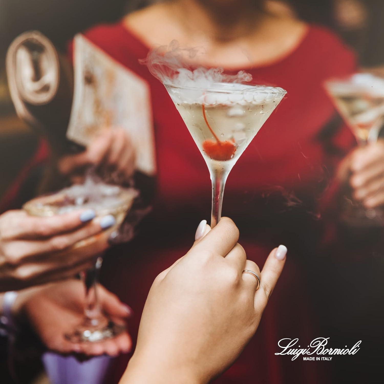 Luigi Bormioli Crescendo Martini Glasses, Set of 4 - 10 oz Lead-Free Crystal Glass with Titanium Reinforced Stems & Laser Cut Rim