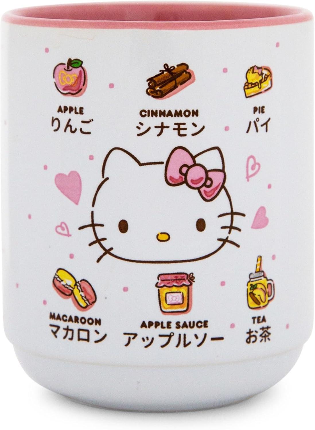 Silver Buffalo Sanrio Hello Kitty Apple Icons Ceramic Tea Cup | Holds 9 Ounces