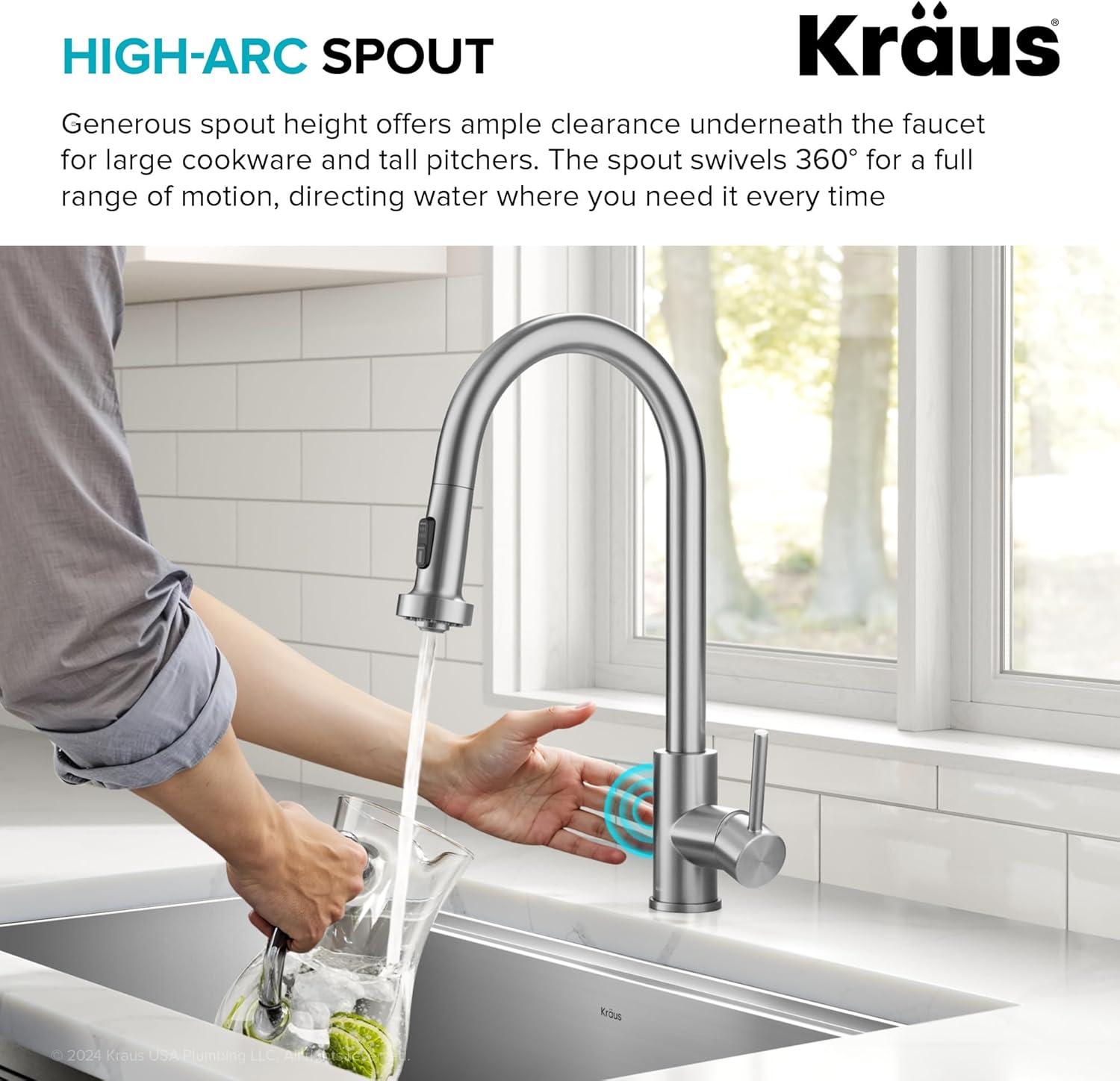 KRAUS Bolden Motion Sensor Single Handle Pull Down Touchless Kitchen Faucet