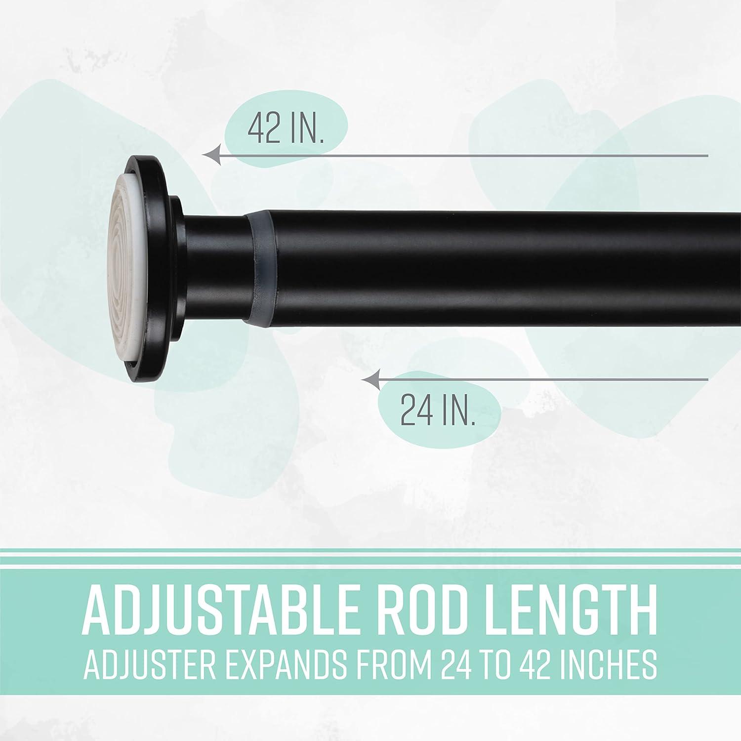 Home Details 24"-42" Adjustable Tension Curtain Rod in Matte Black