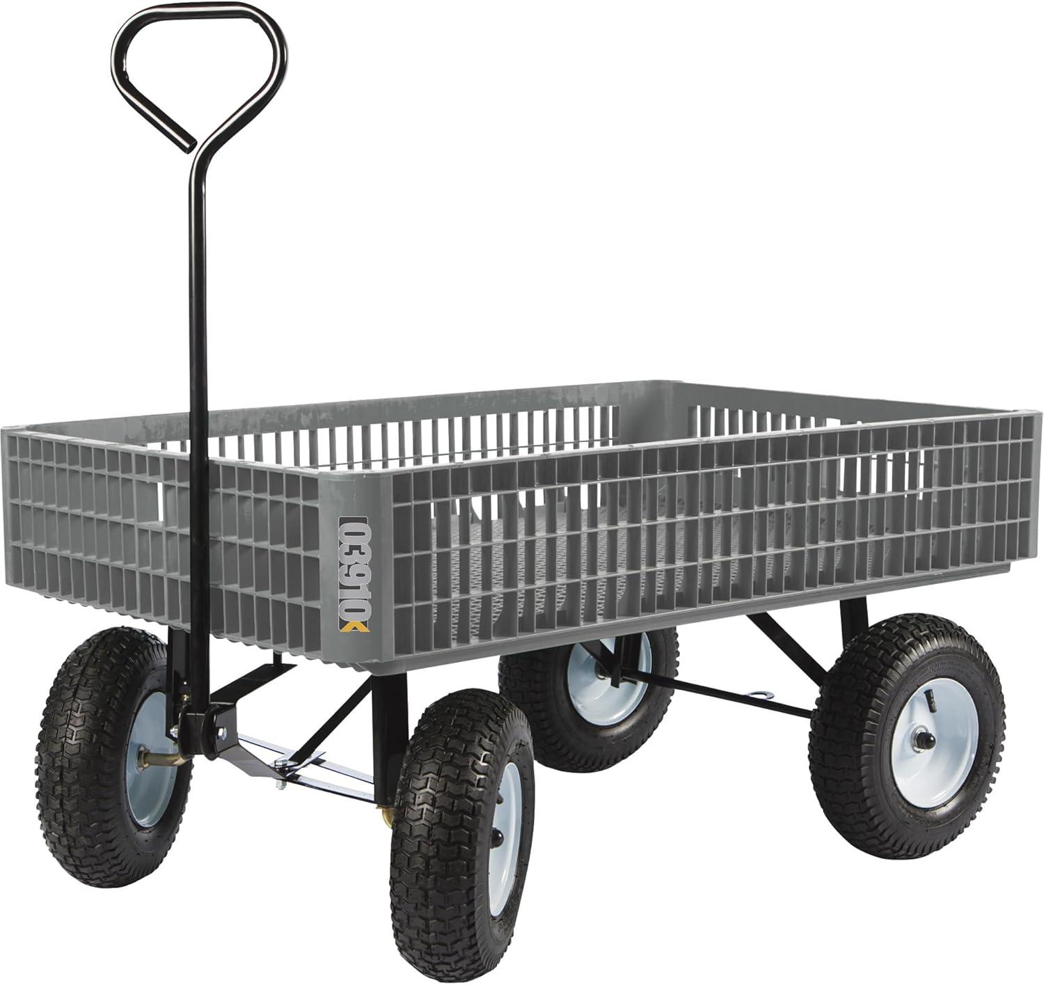 Heavy-Duty Gray Steel and Polyethylene Garden Wagon