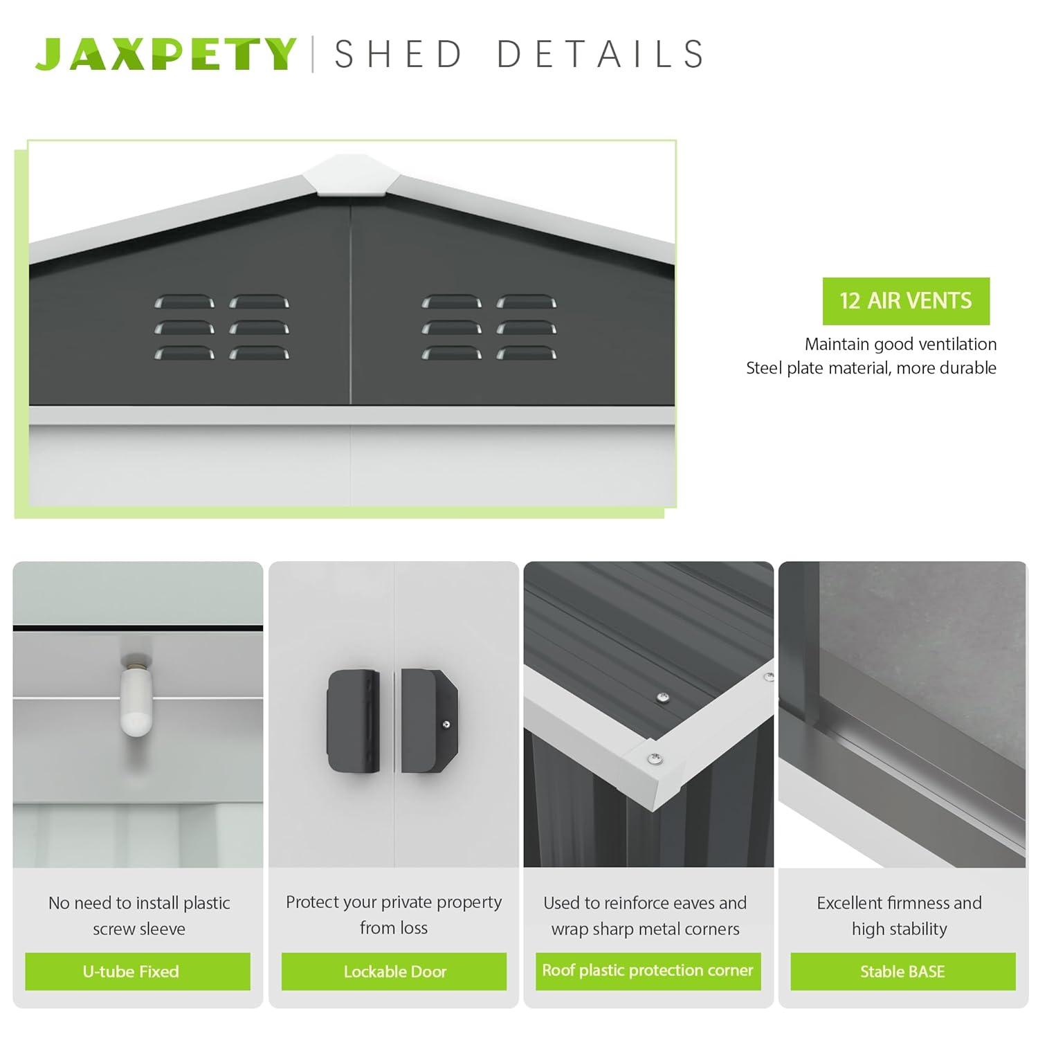Jaxpety 8 ft. W x 8 ft. D Metal Storage Shed