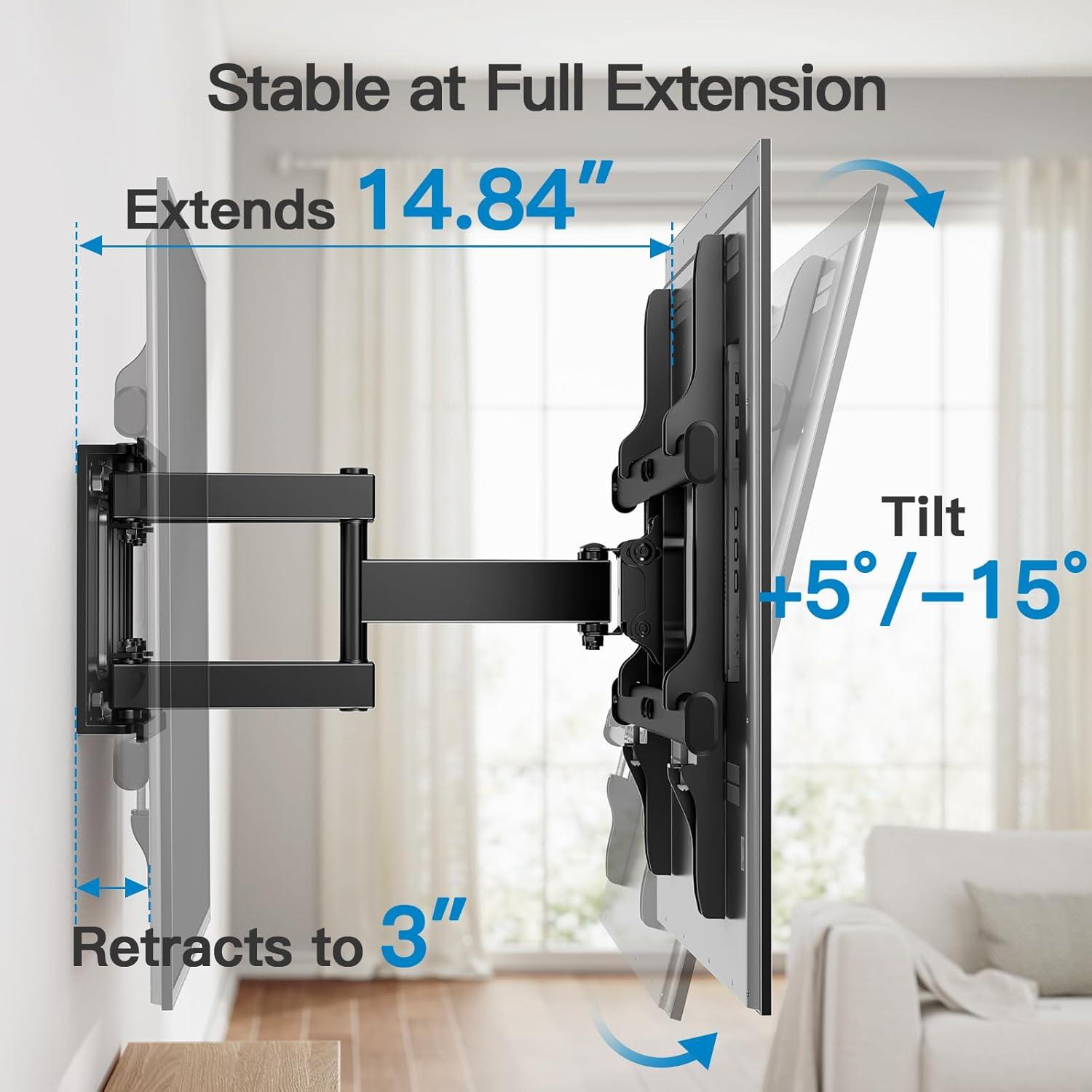 Black Steel Full Motion TV Wall Mount for 37-75 Inch TVs