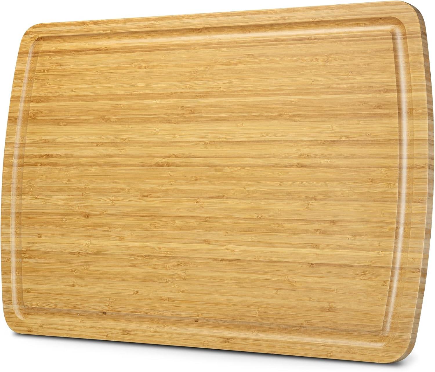 Yesfashion Extra Large Bamboo Cutting Board for Kitchen, 30 x 20 Inch Wooden Butcher Block for Turkey, Meat, Vegetables, BBQ, Over the Stove Cutting Board with Juice Groove