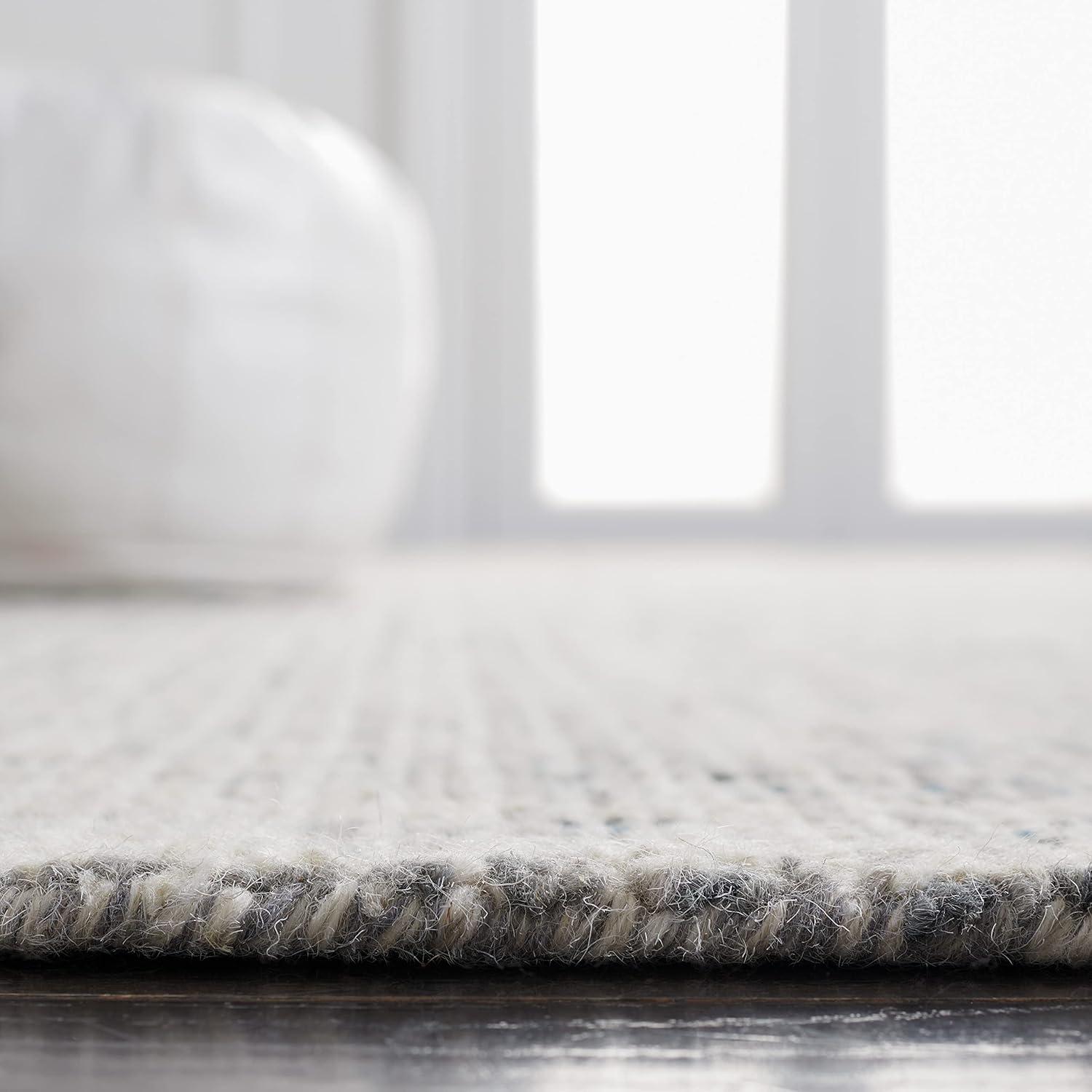 SAFAVIEH Abstract Delia Geometric Striped Wool Area Rug, Grey/Ivory, 8' x 8' Square