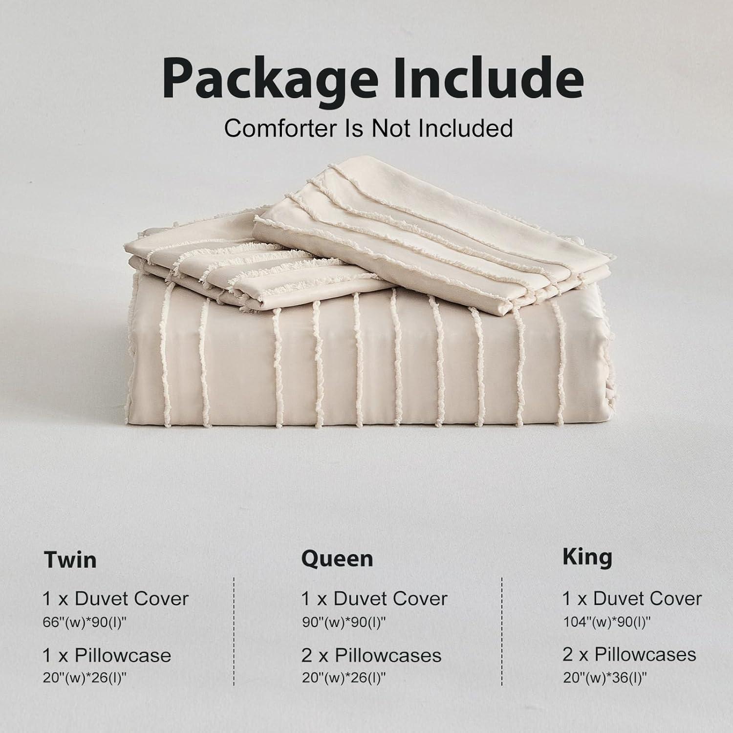 Khaki Tufted Microfiber King Duvet Cover Set, 3 Pieces